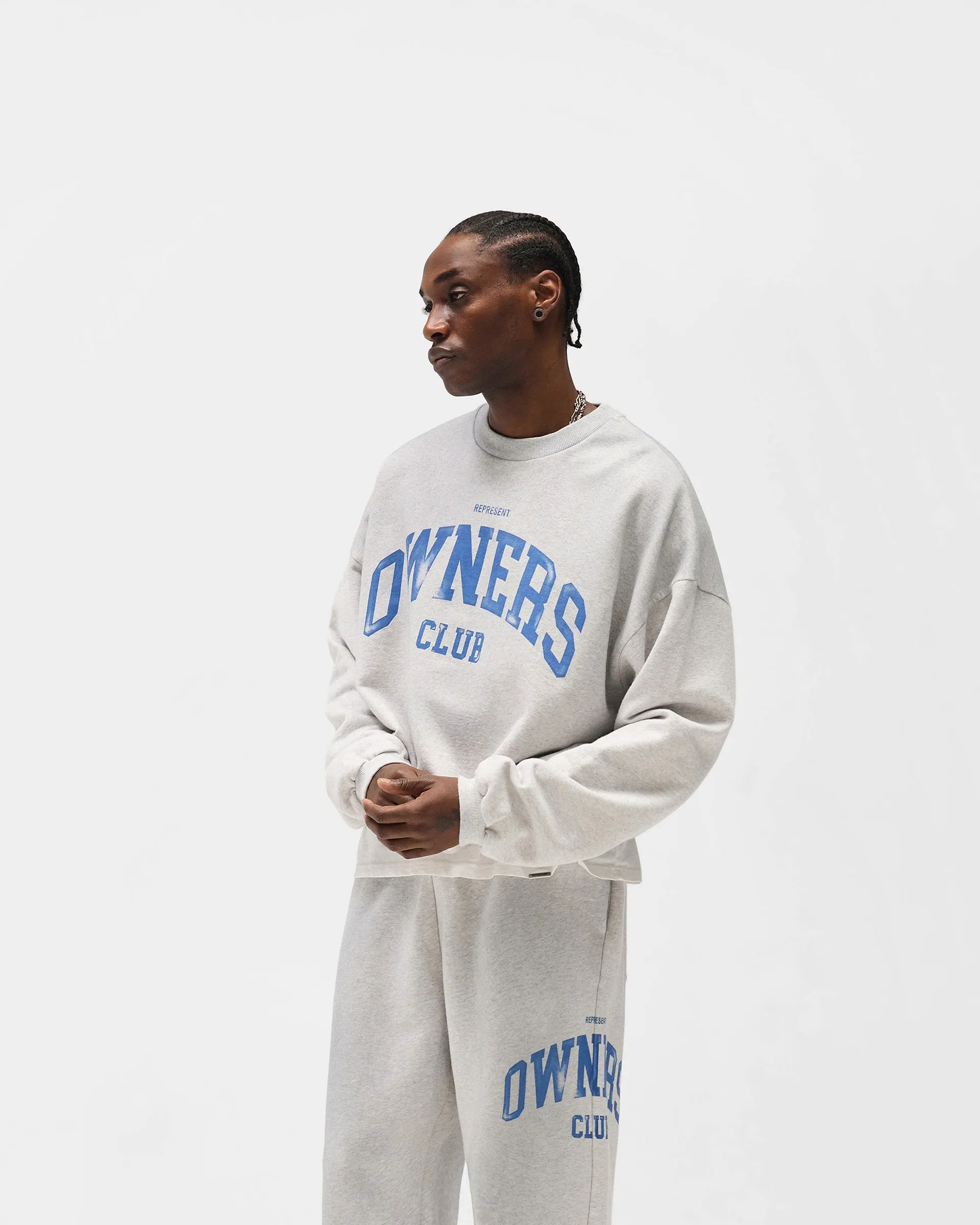 Represent Owners Club Sweater - Sprayed Ice Grey Marl Warm in winter