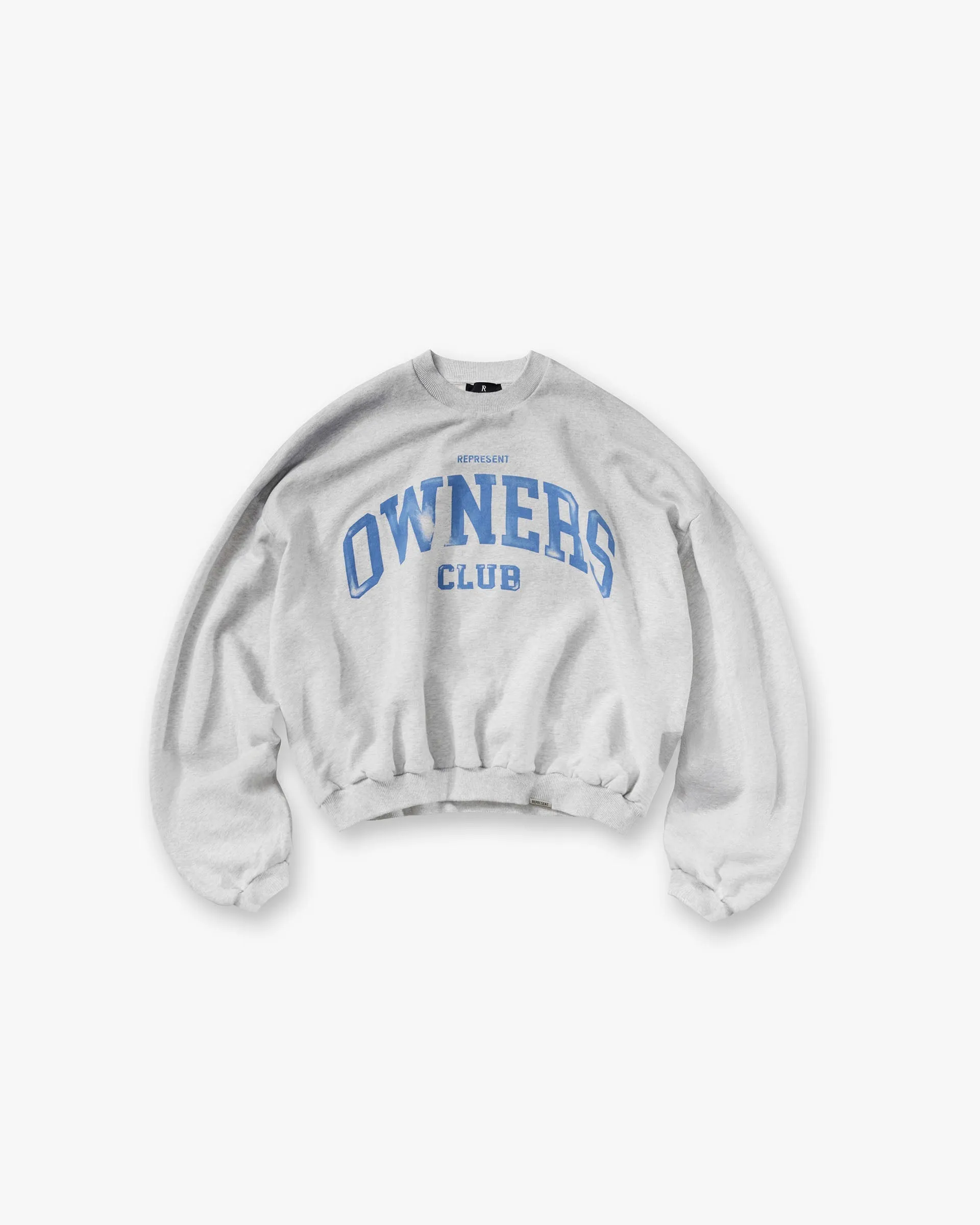 Represent Owners Club Sweater - Sprayed Ice Grey Marl Chill Outfit product swimming suitability
