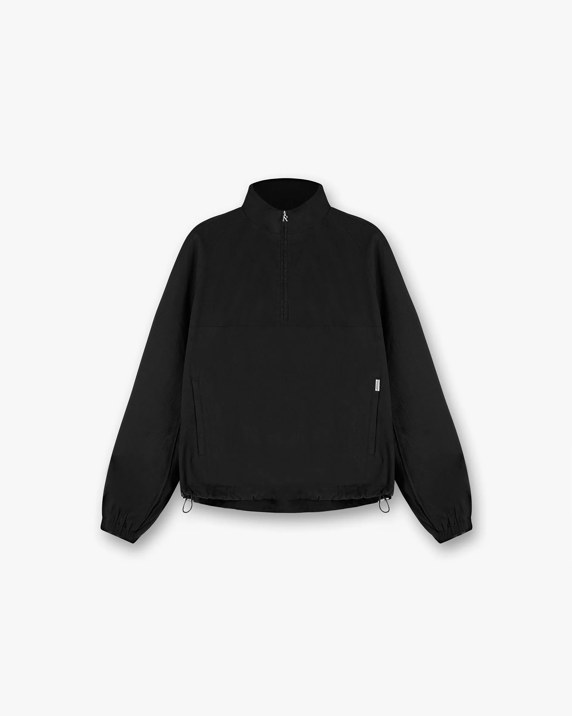 Quarter Zip Jacket - Black Multi Pocket Utility Chill Commute Fit