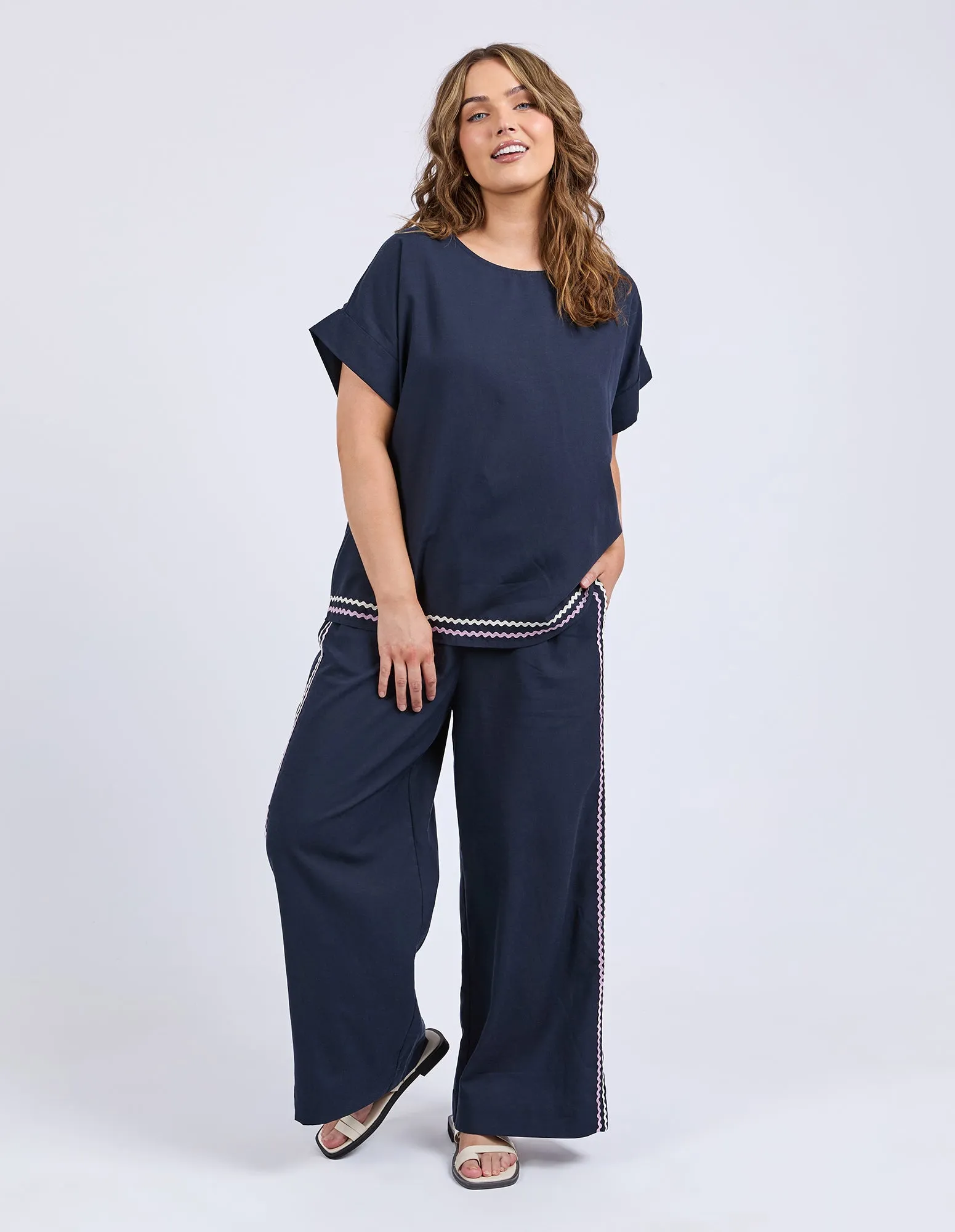 Elm Ric Rac Top Navy SeamFree Knitting