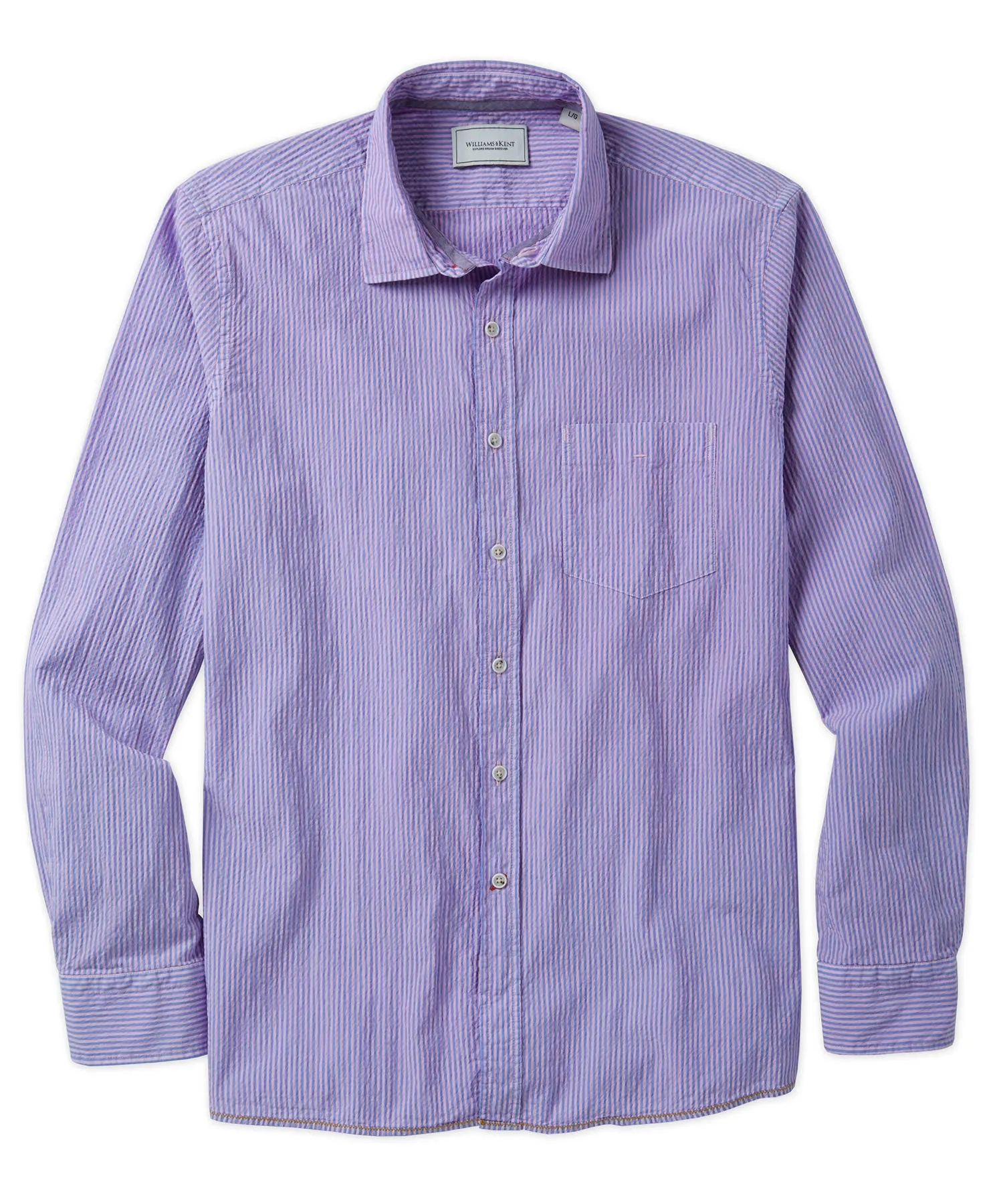 Stripe Seersucker Long-Sleeve Sport Shirt Easy Care Material