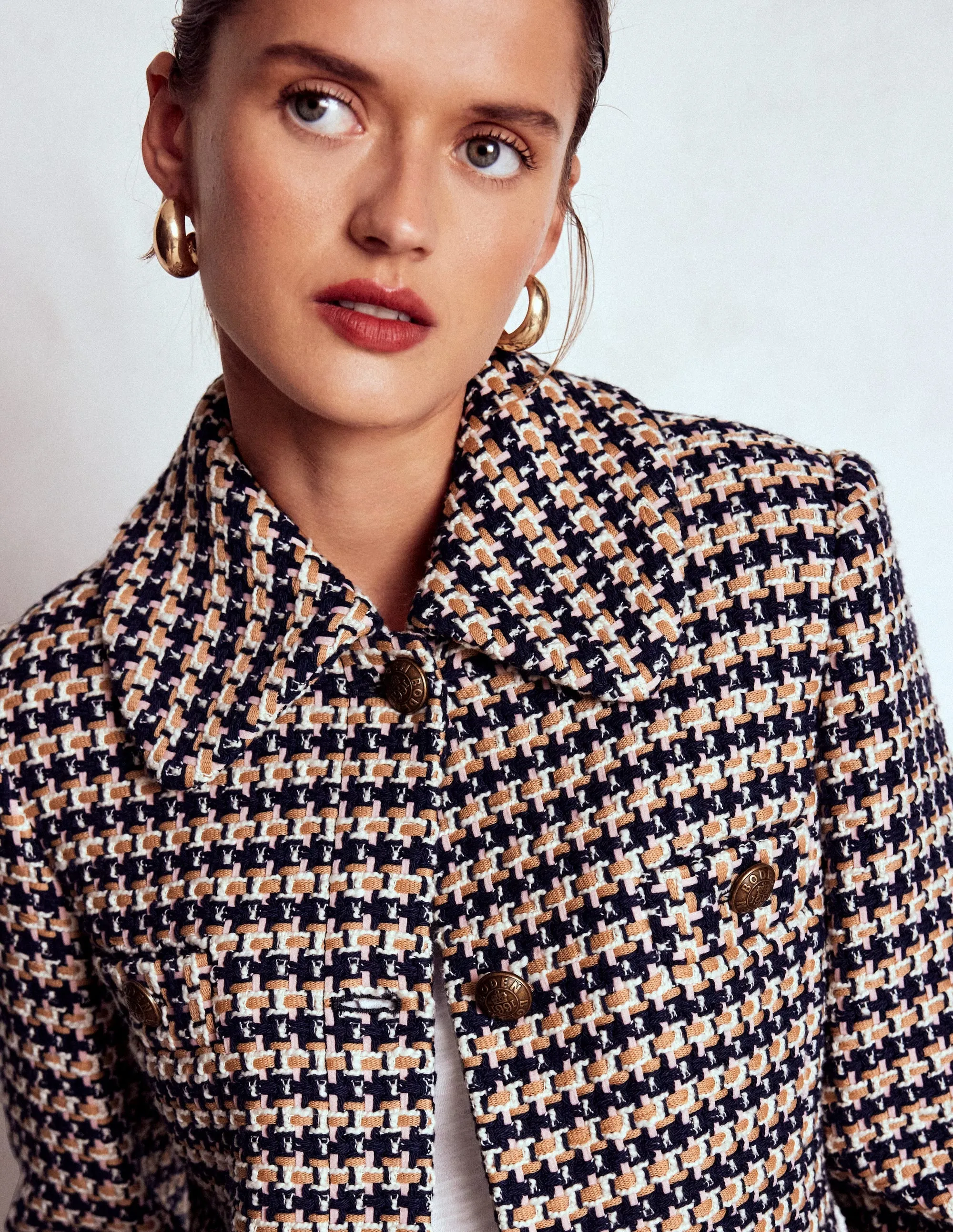 PerimeterStructuralBoning Sustainable Packaging Button Up textured Jacket-CAMEL AND PINK TEXTURE