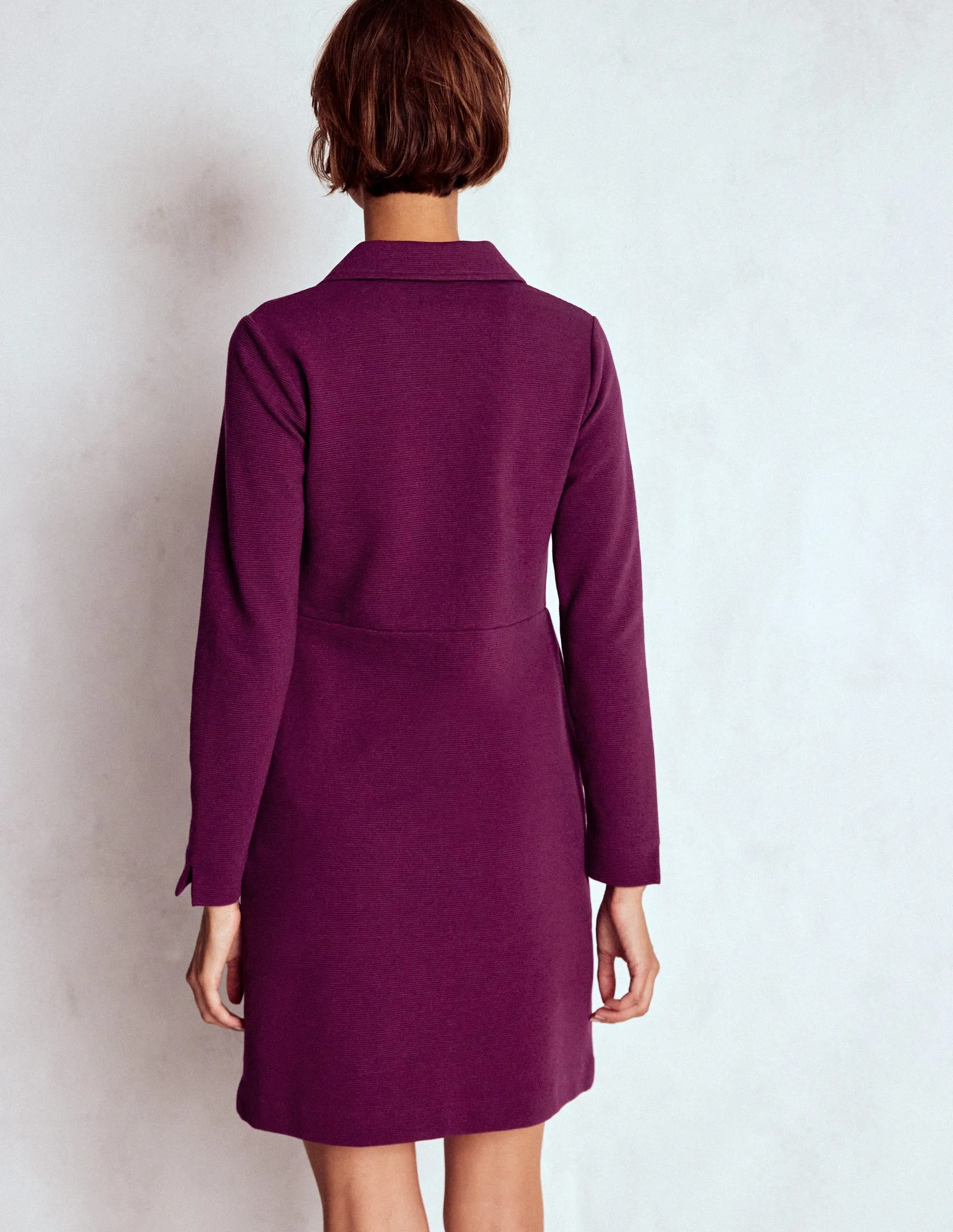 Smart and Polished Cam Zip-up Ottoman Dress-Plum Jam