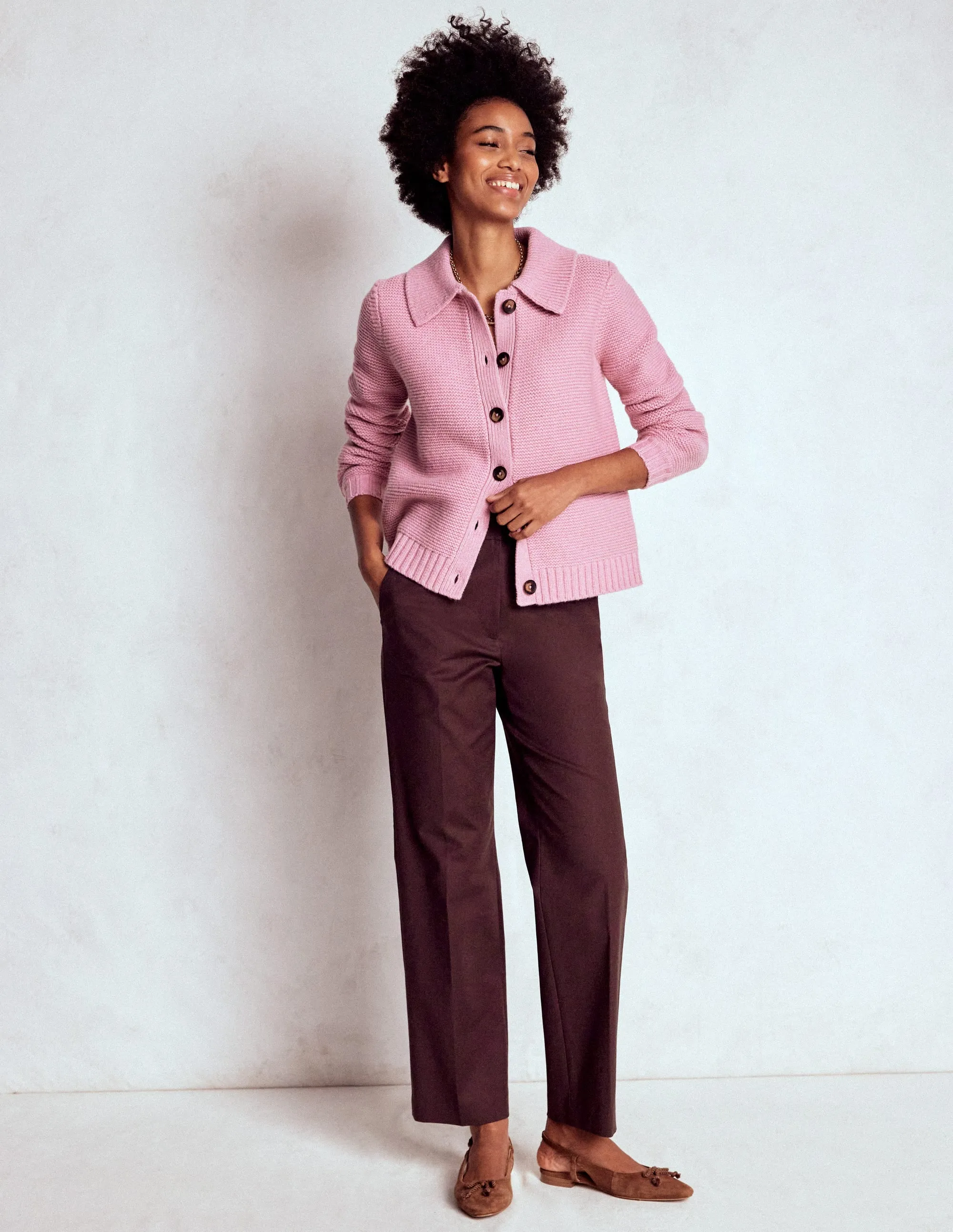 Easy Care Fabric Finish All Purpose Fit Canonbury 7/8 Trousers-Deep Aubergine