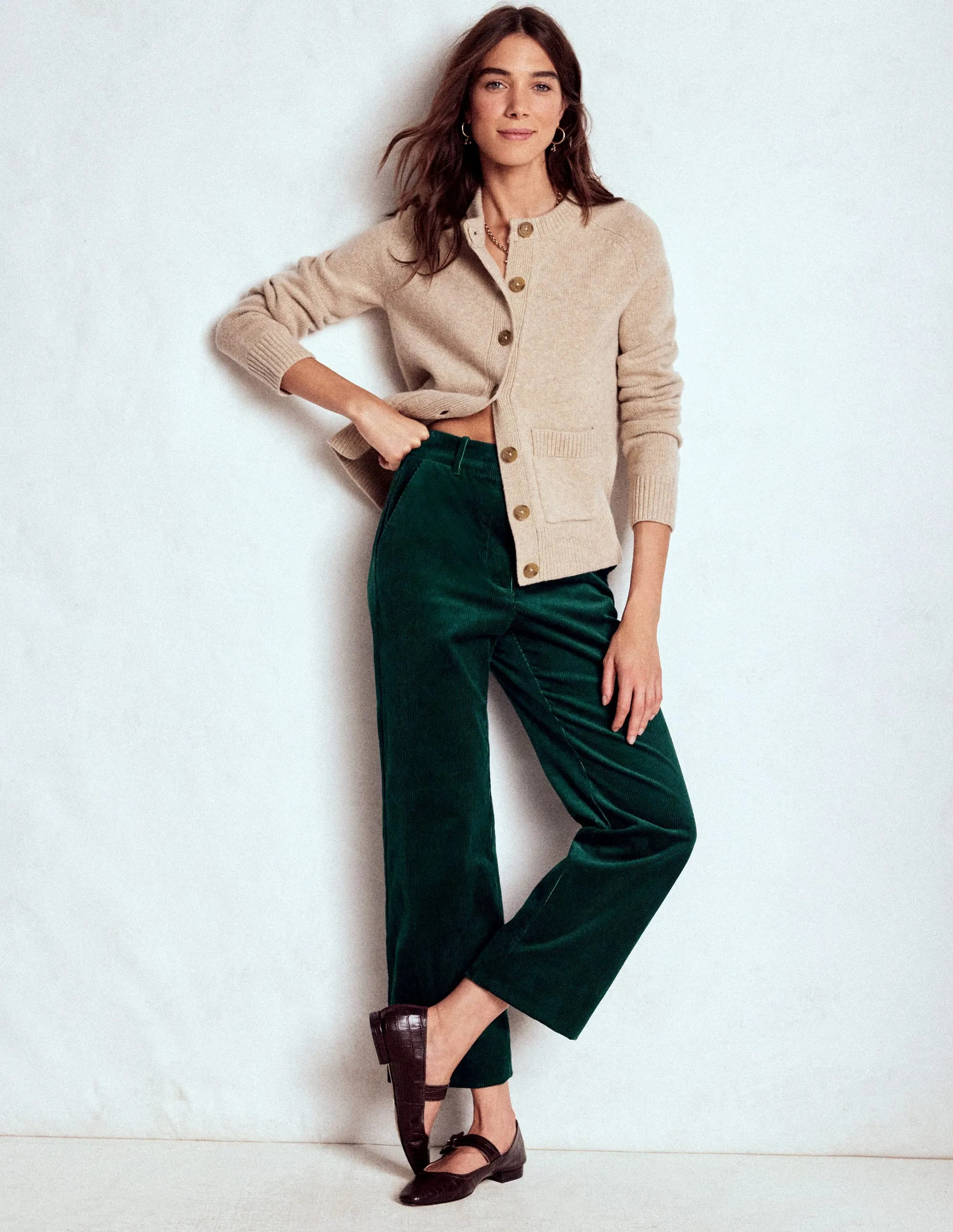 Fashionable Waist Cool Weather Canonbury Cord Trousers-Emerald Night
