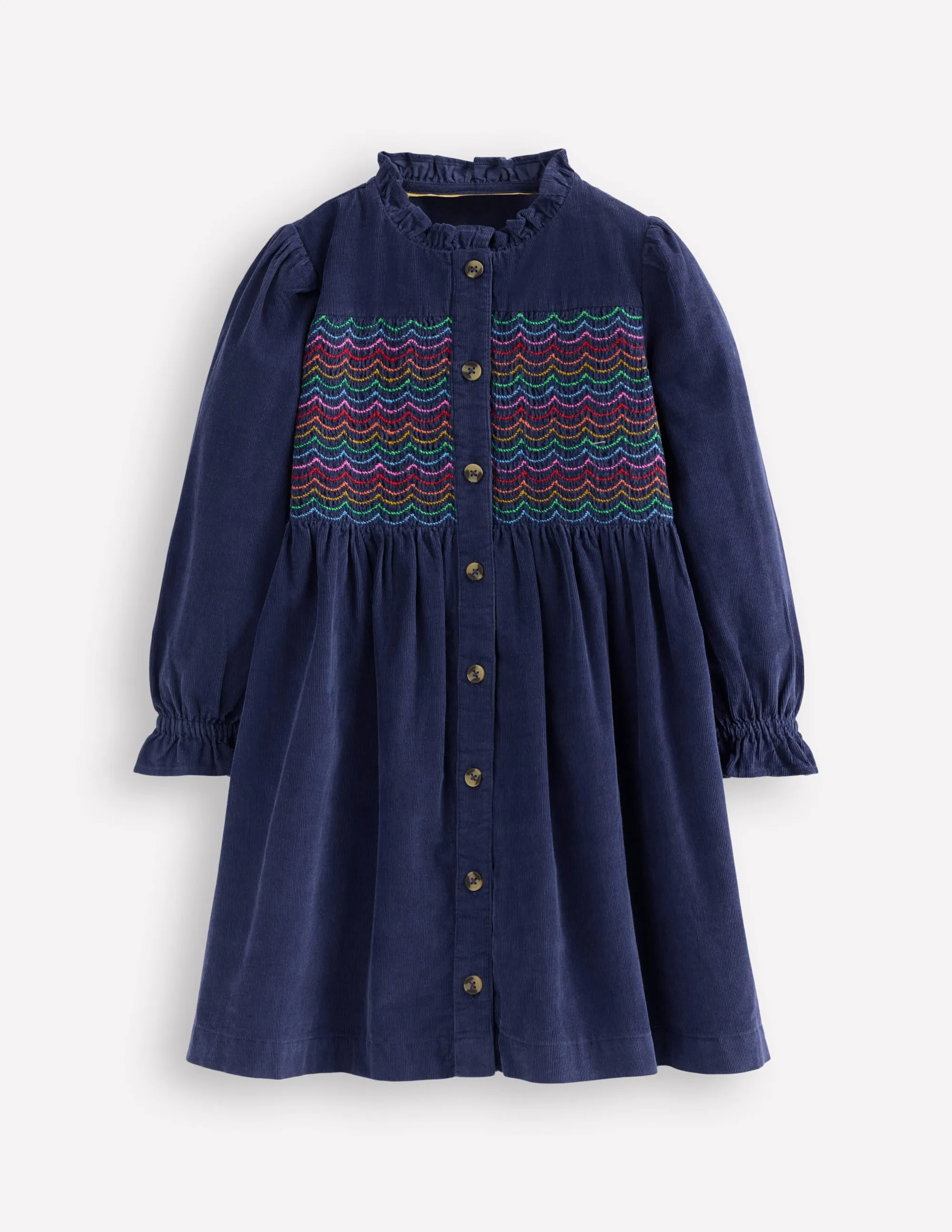 Suki Long Sleeve Smocked Dress-College Navy Elegant Mood