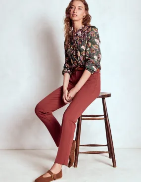 Compact Fit Highgate Ponte Trousers-Chestnut