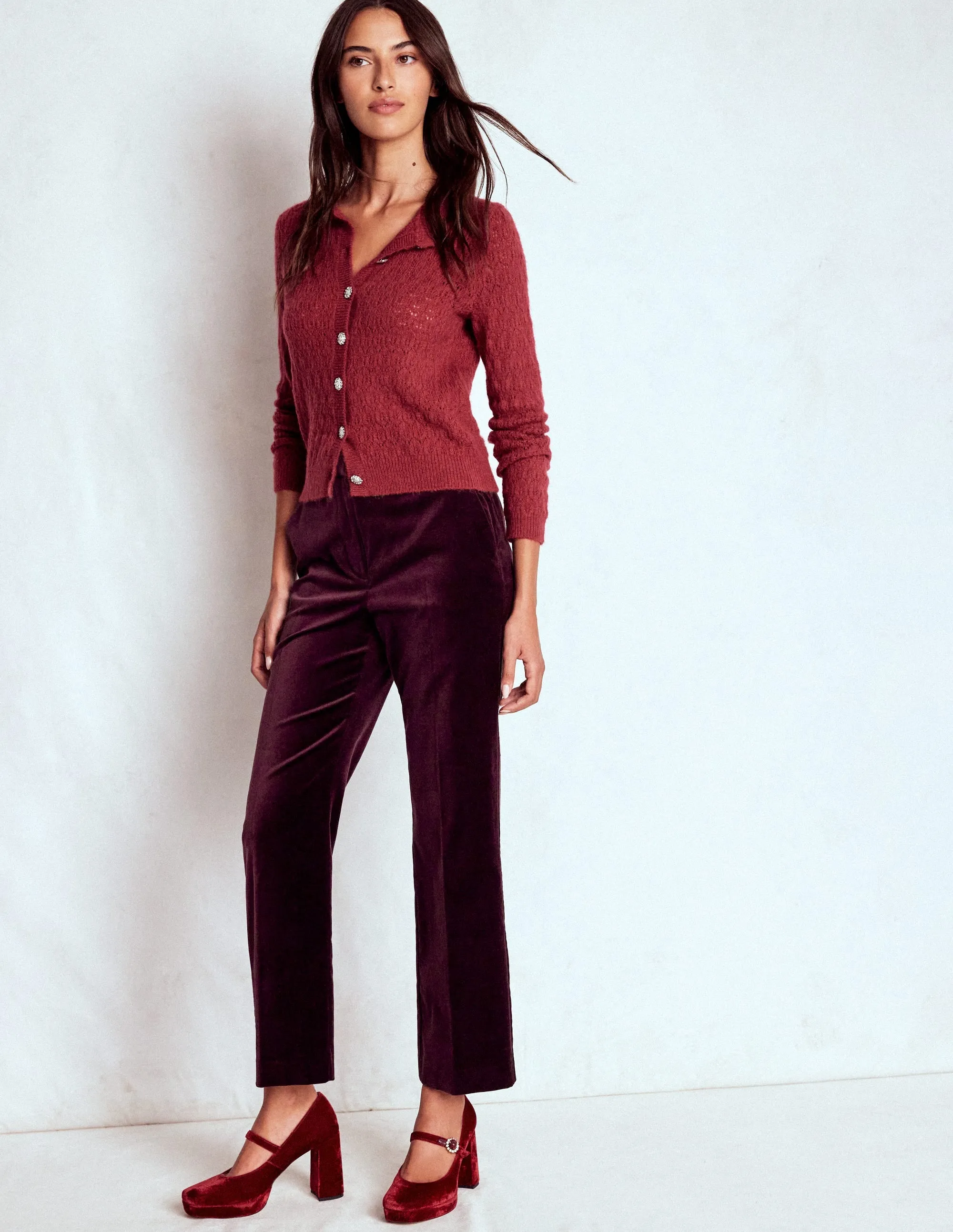 Formal Look Canonbury Velvet Trousers-Dark Cherry