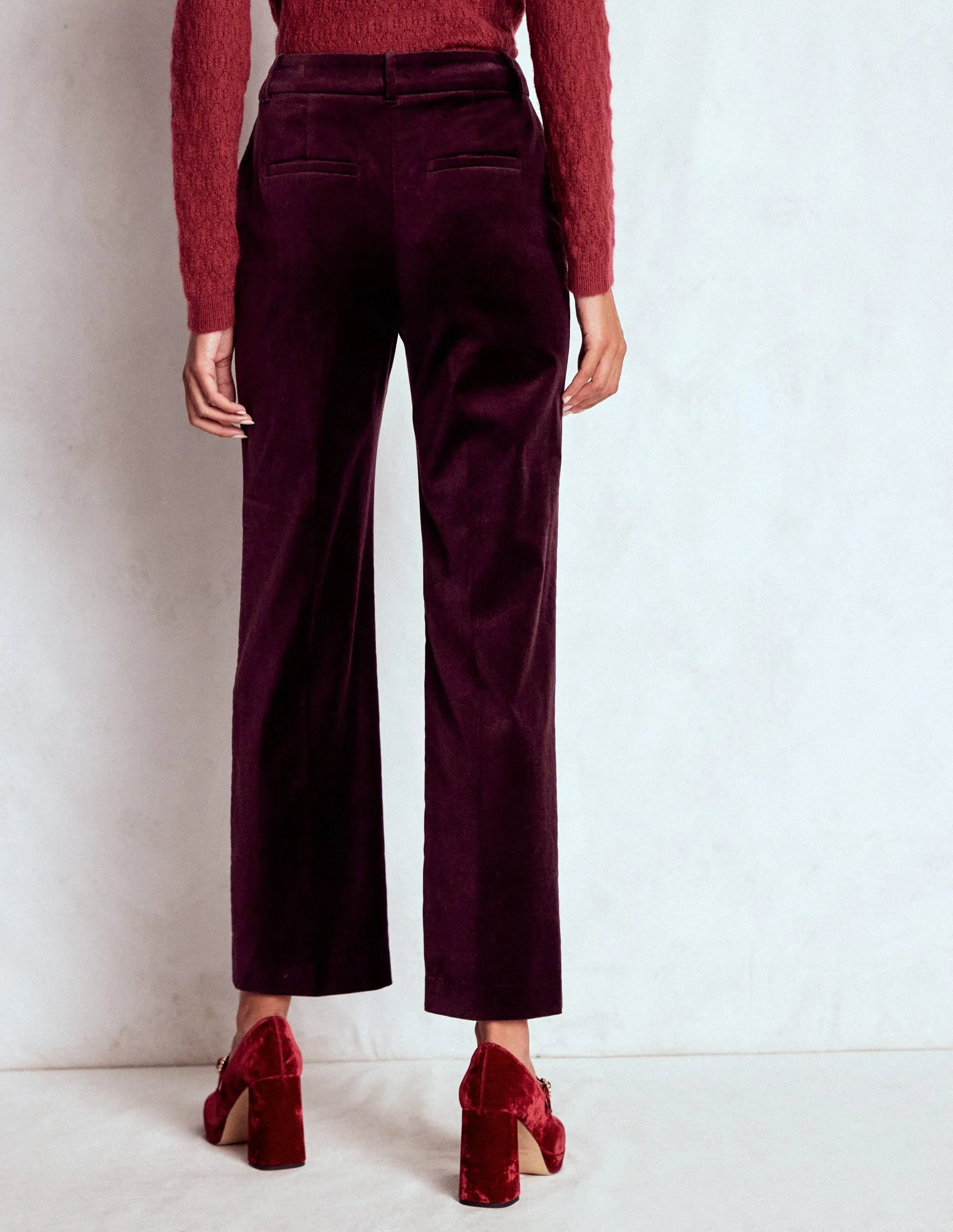 Canonbury Velvet Trousers-Dark Cherry Chafe-Free Fit Dynamic Fit