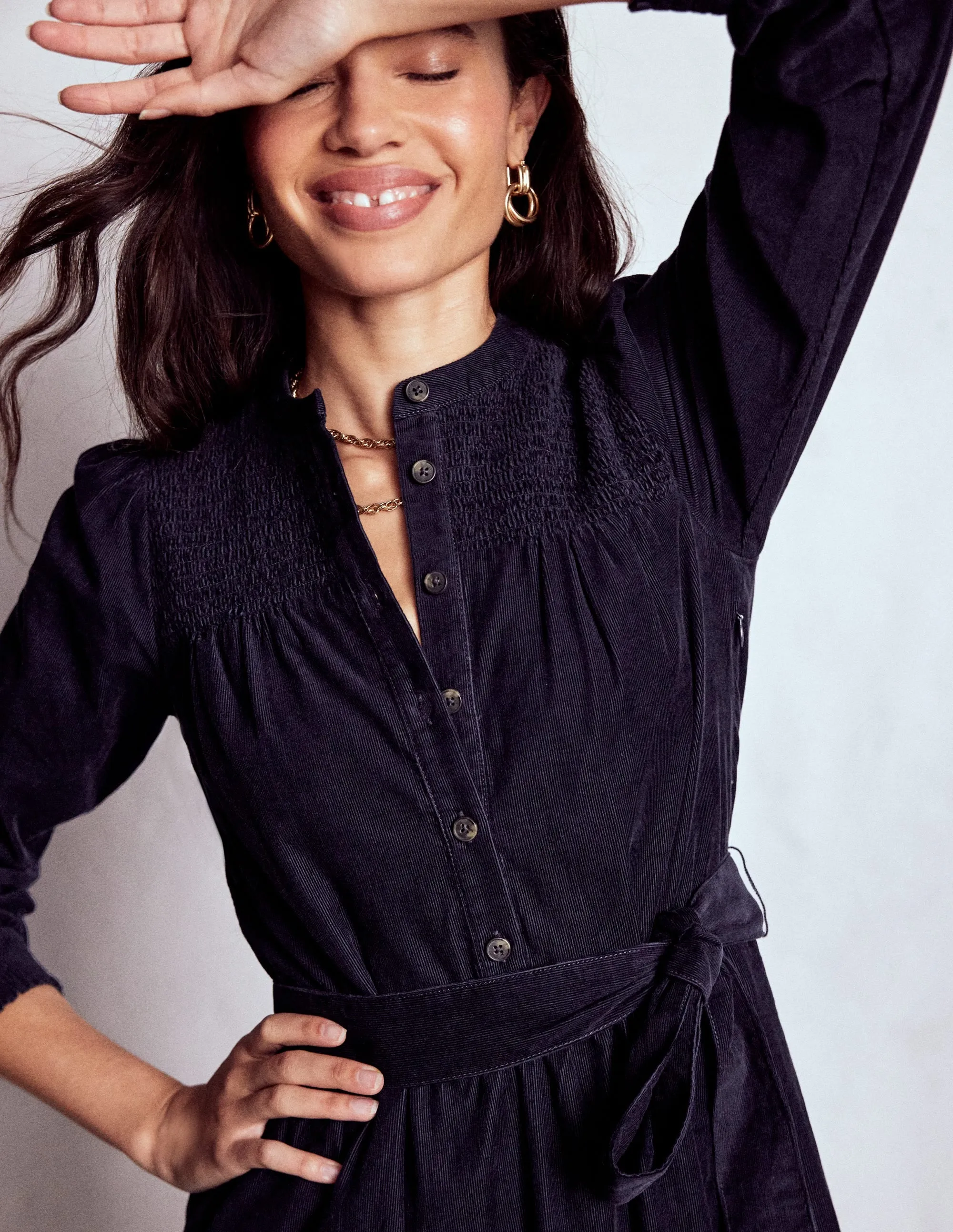 Cecily Cord Midi Dress-Navy Mood Comfort