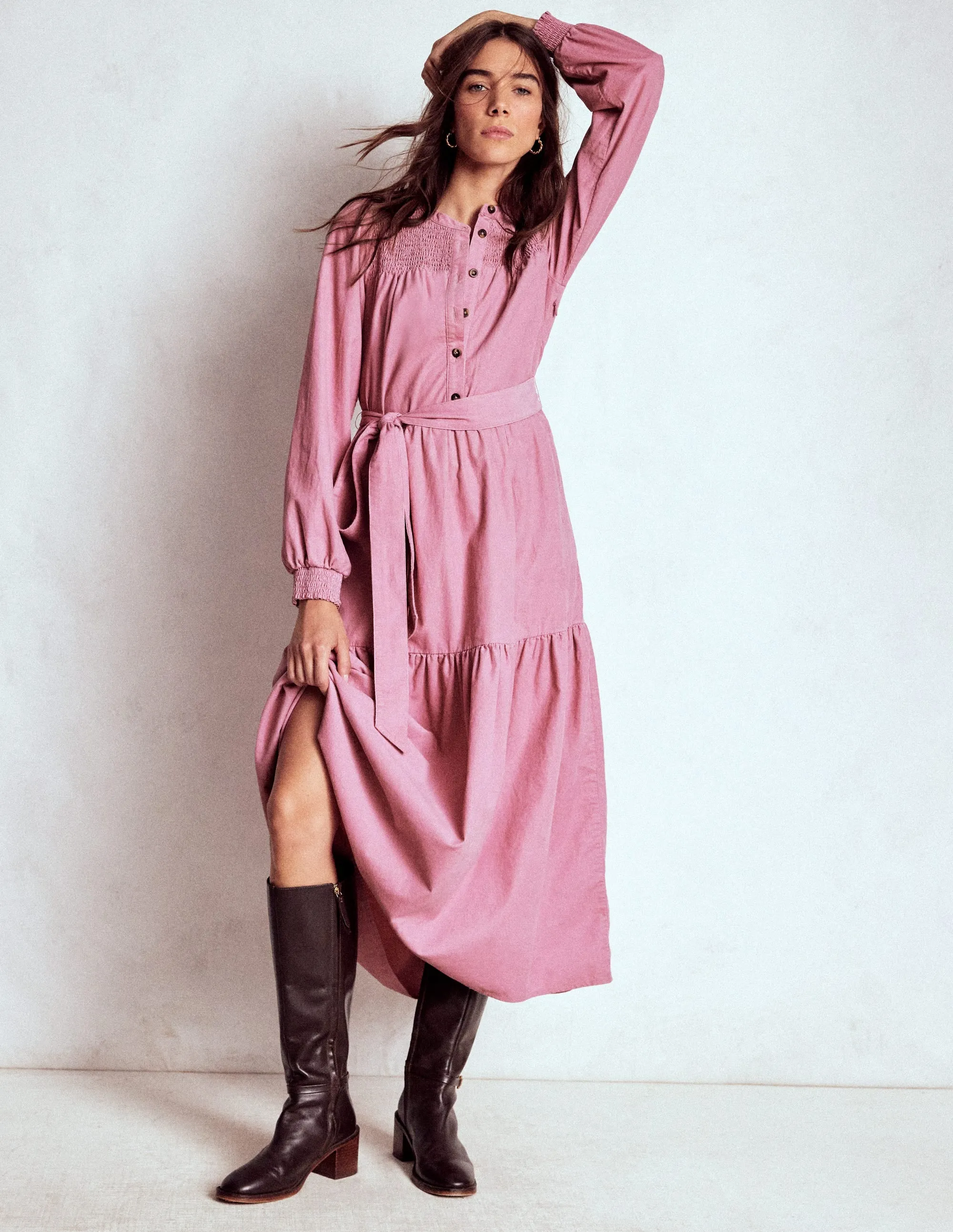 Cecily Cord Midi Dress-Pink Haze All Fit Body Fit