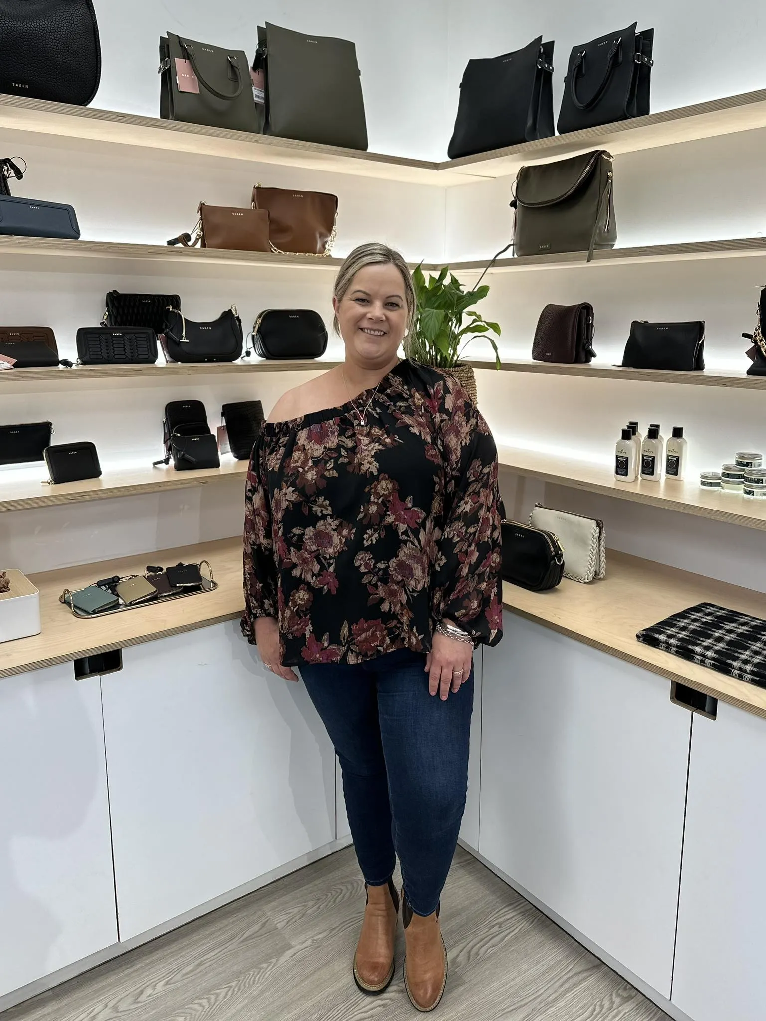 Celebration By Shine On Giselle Off the Shoulder Top Floral Black MeshPanel Soft Hoodie