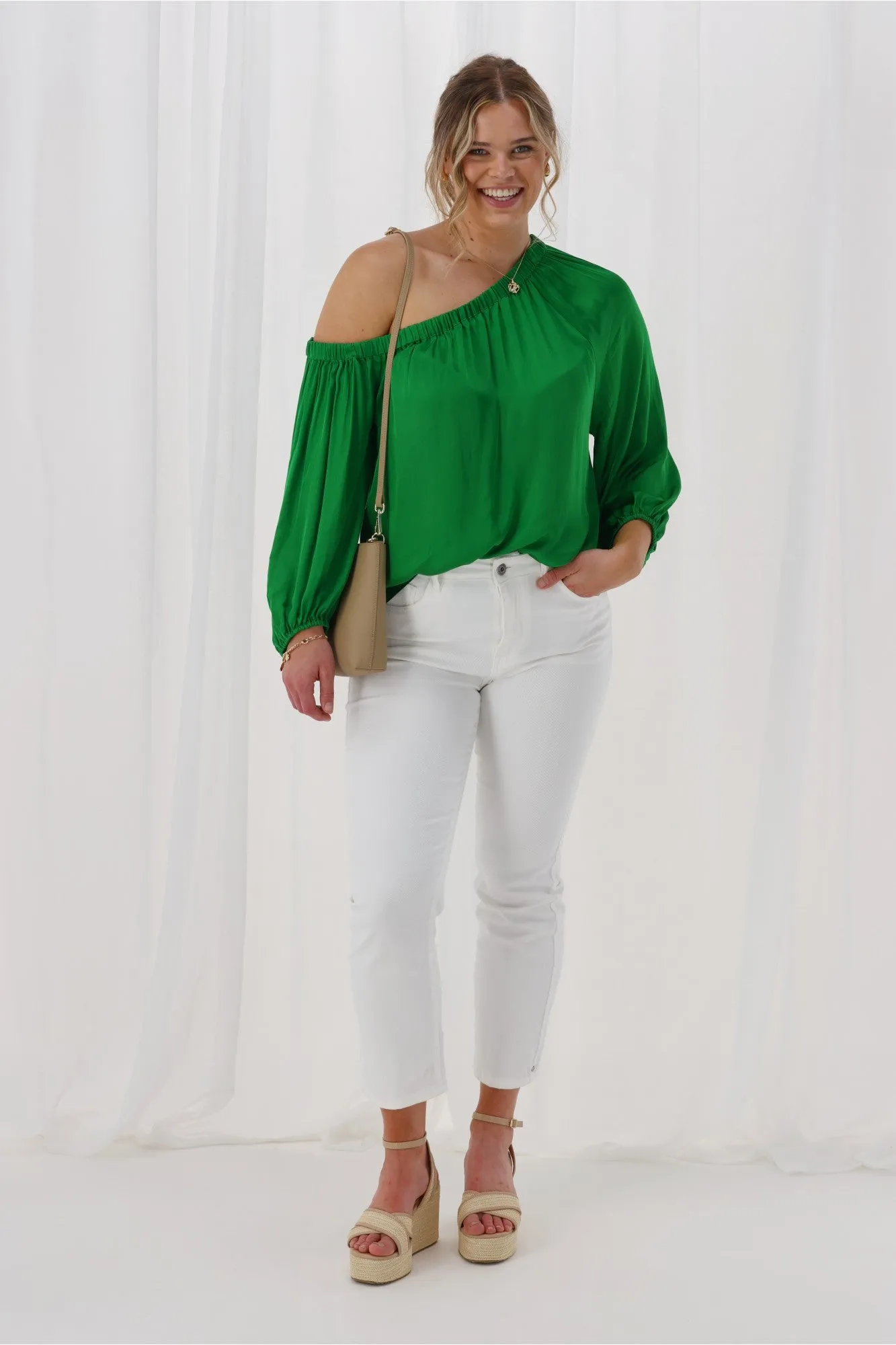 Comfortable Design Celebrations By Shine On Amerie Off The Shoulder Top Satin Green
