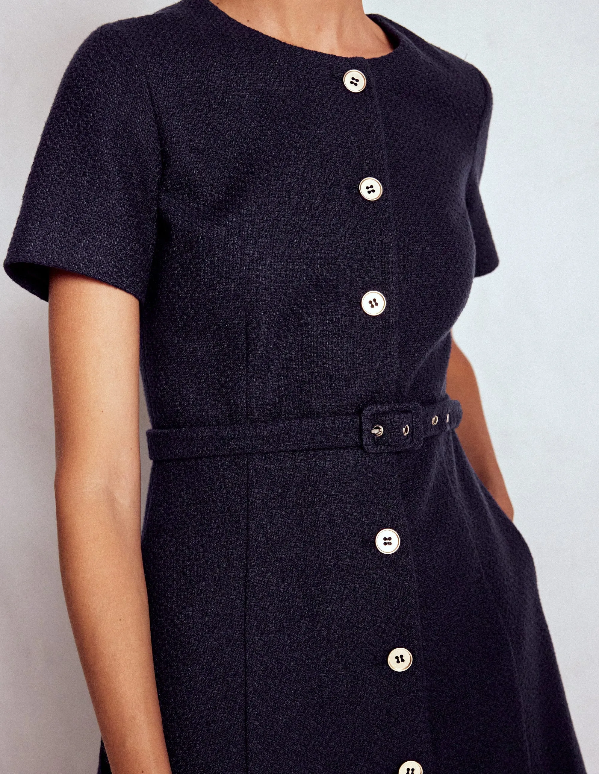 Charlotte Cotton Midi Dress-Navy Seasonal Wear