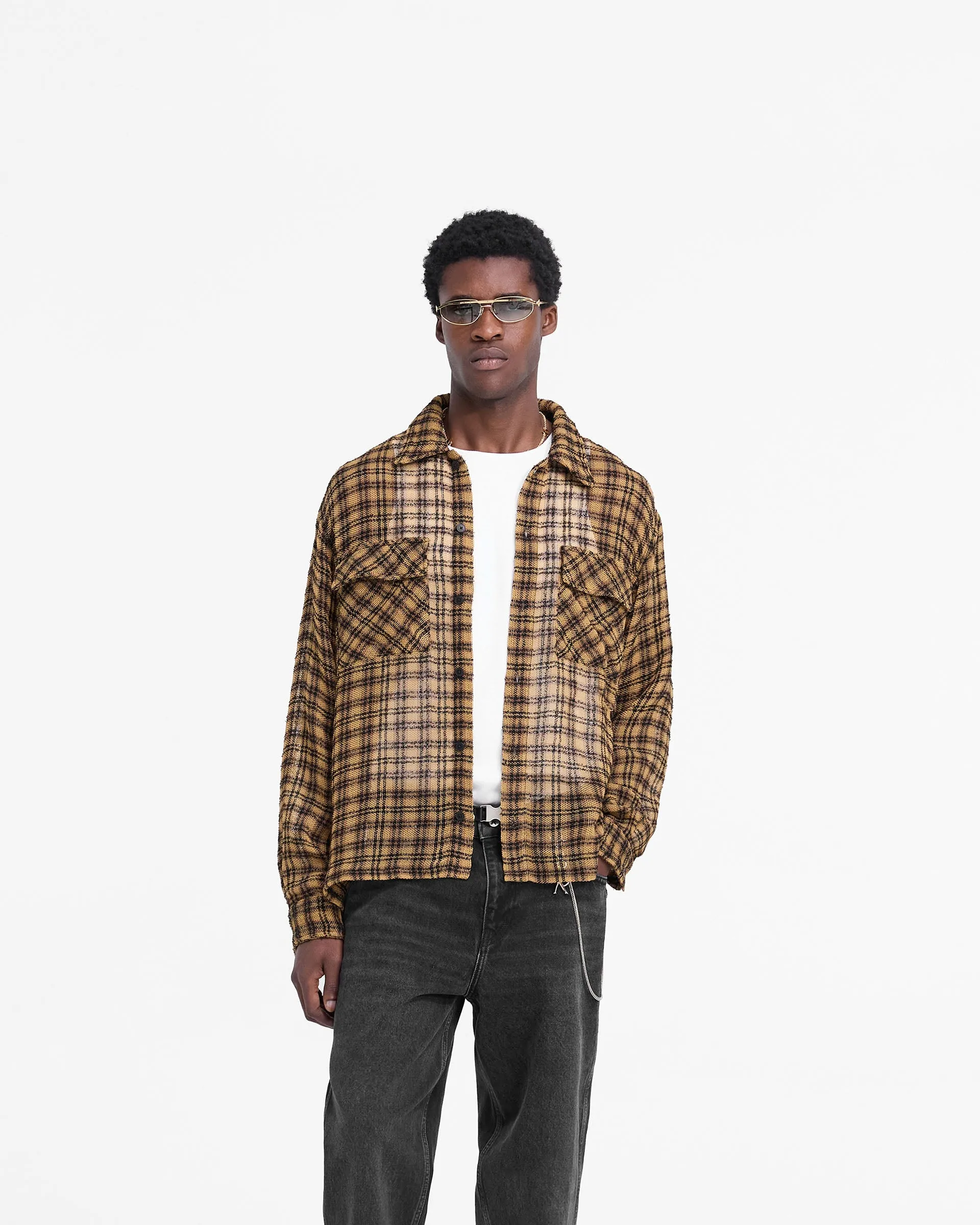 Anti Pill Technology Check Flannel Shirt - Yellow Check