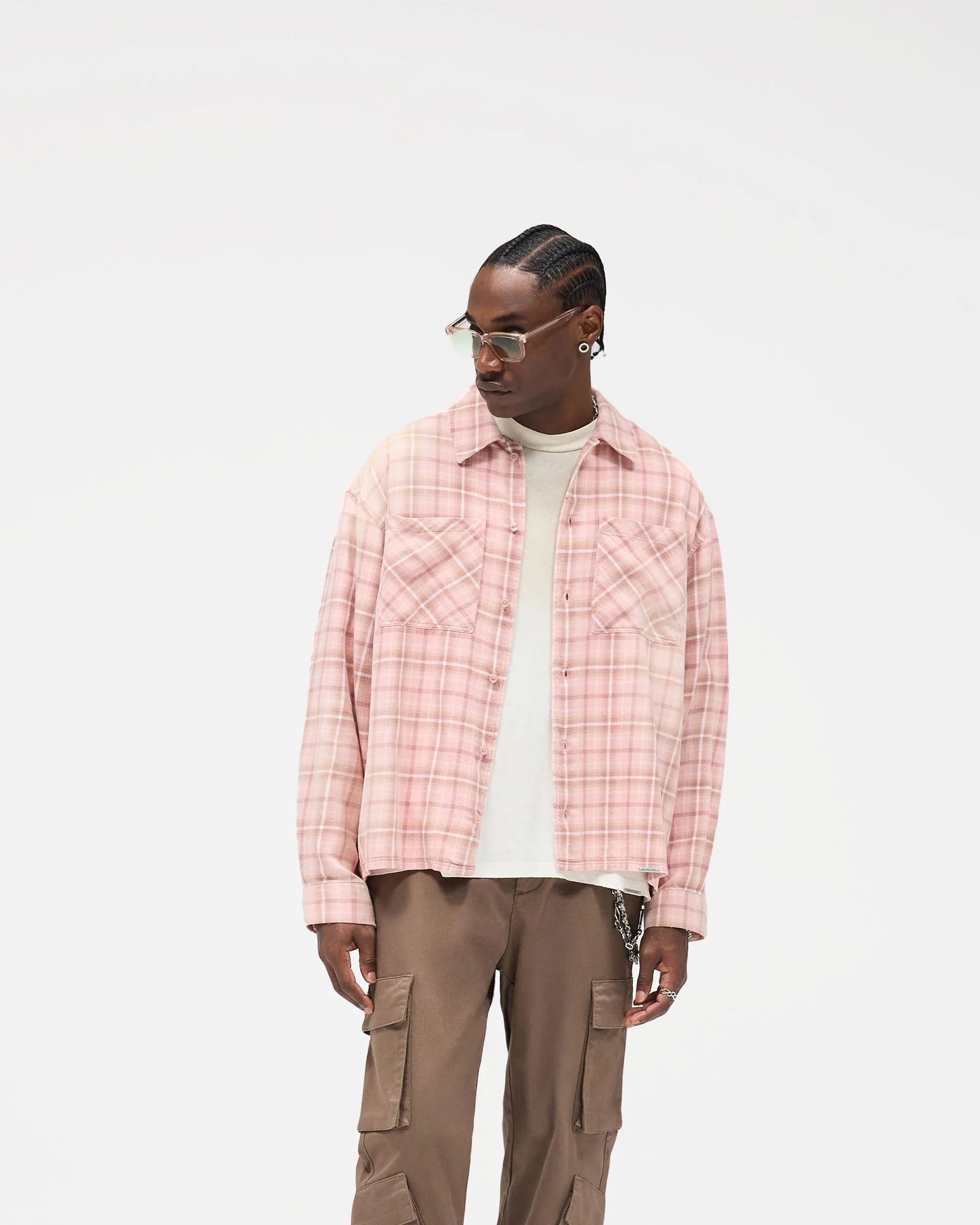 Two Tone Stitching Contrast Stitch Check Shirt - Quartz