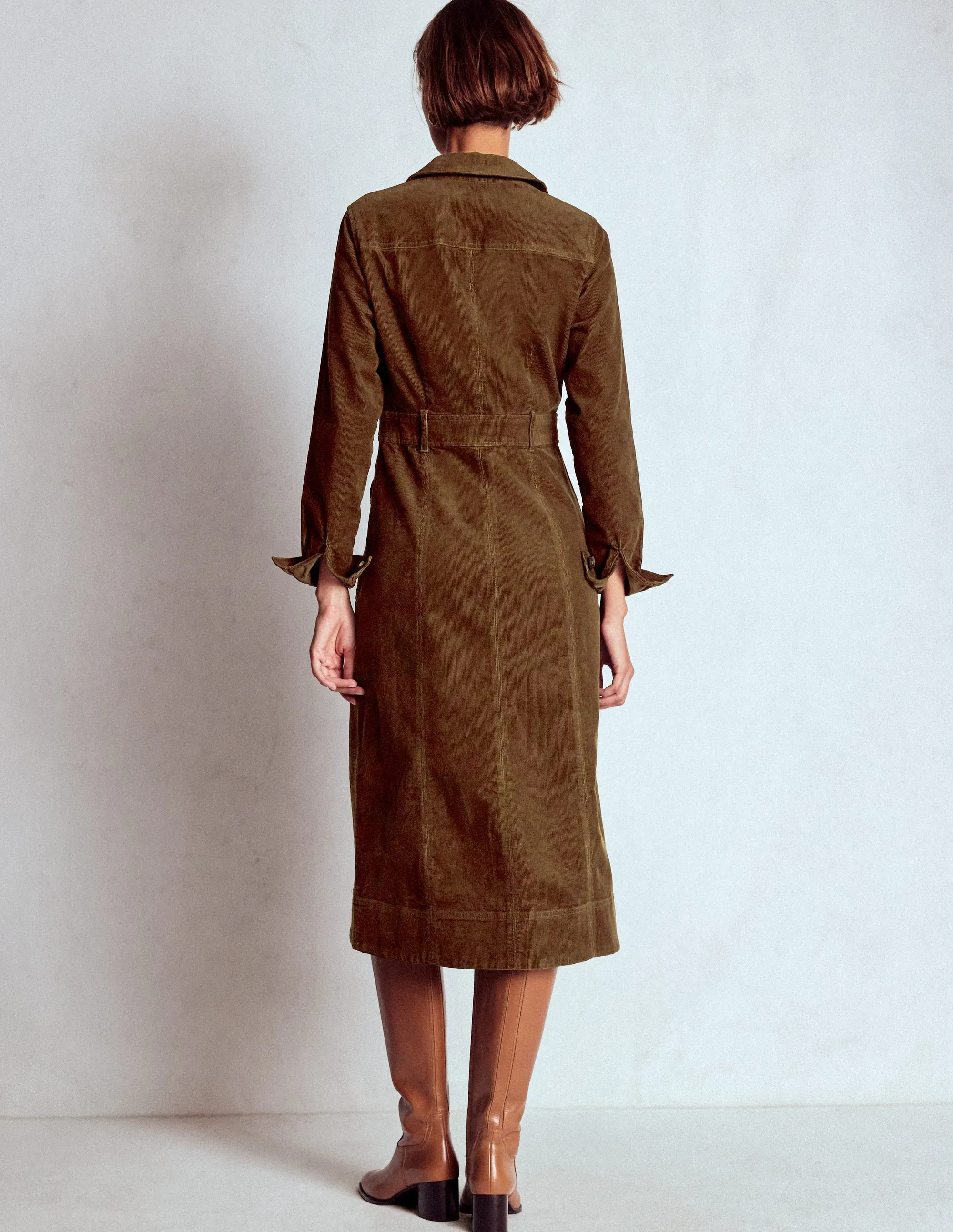 Happy Soul Amanda Cord Midi Dress-Raw Umber