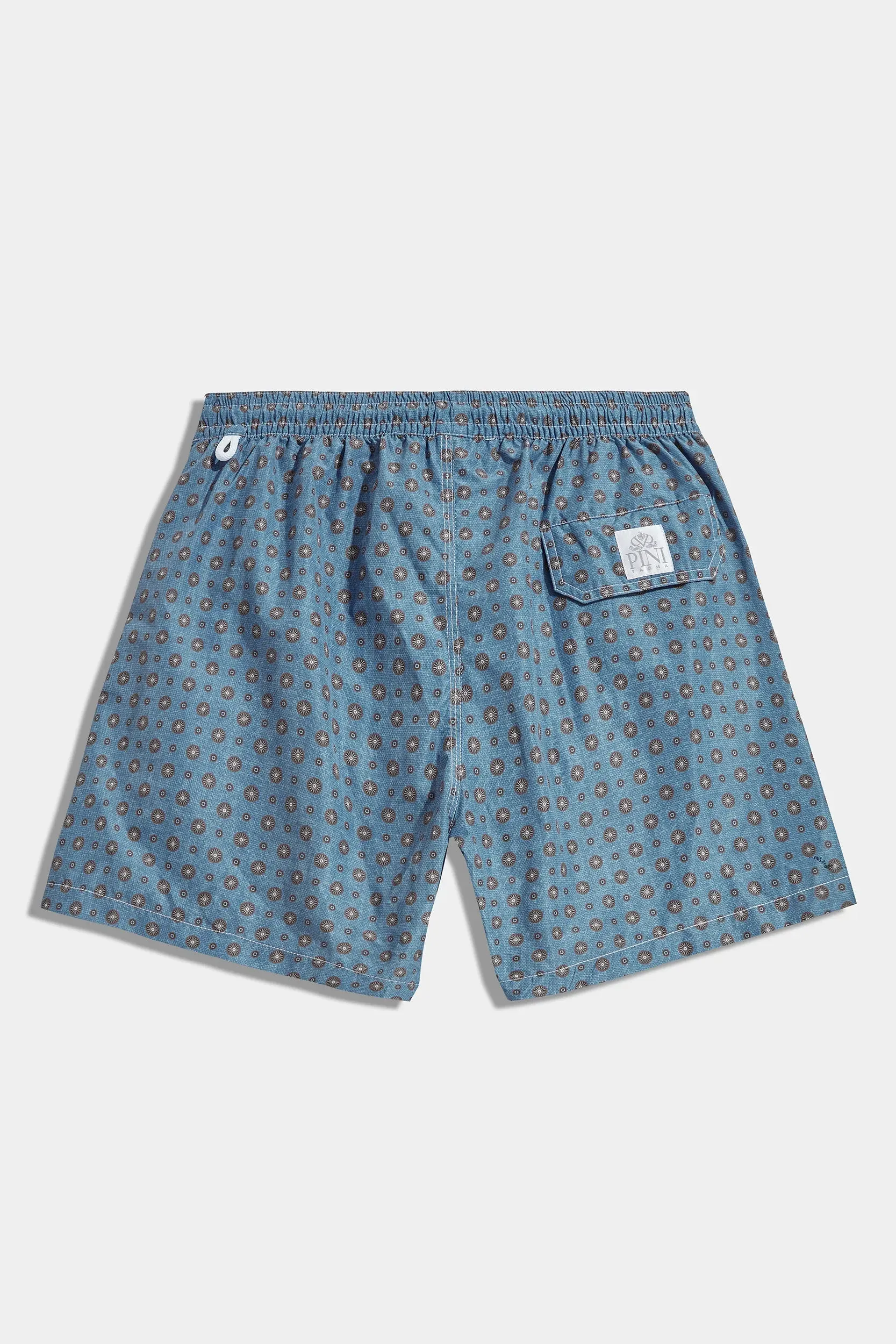 Avio blue fancy swimshorts - Made in Italy Reinforced Hem