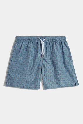 DurableCoverstitch Avio blue fancy swimshorts - Made in Italy