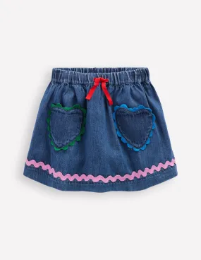 Ric Rac Skirt-Mid Vintage Denim Silicone Grip Trim Light Mood