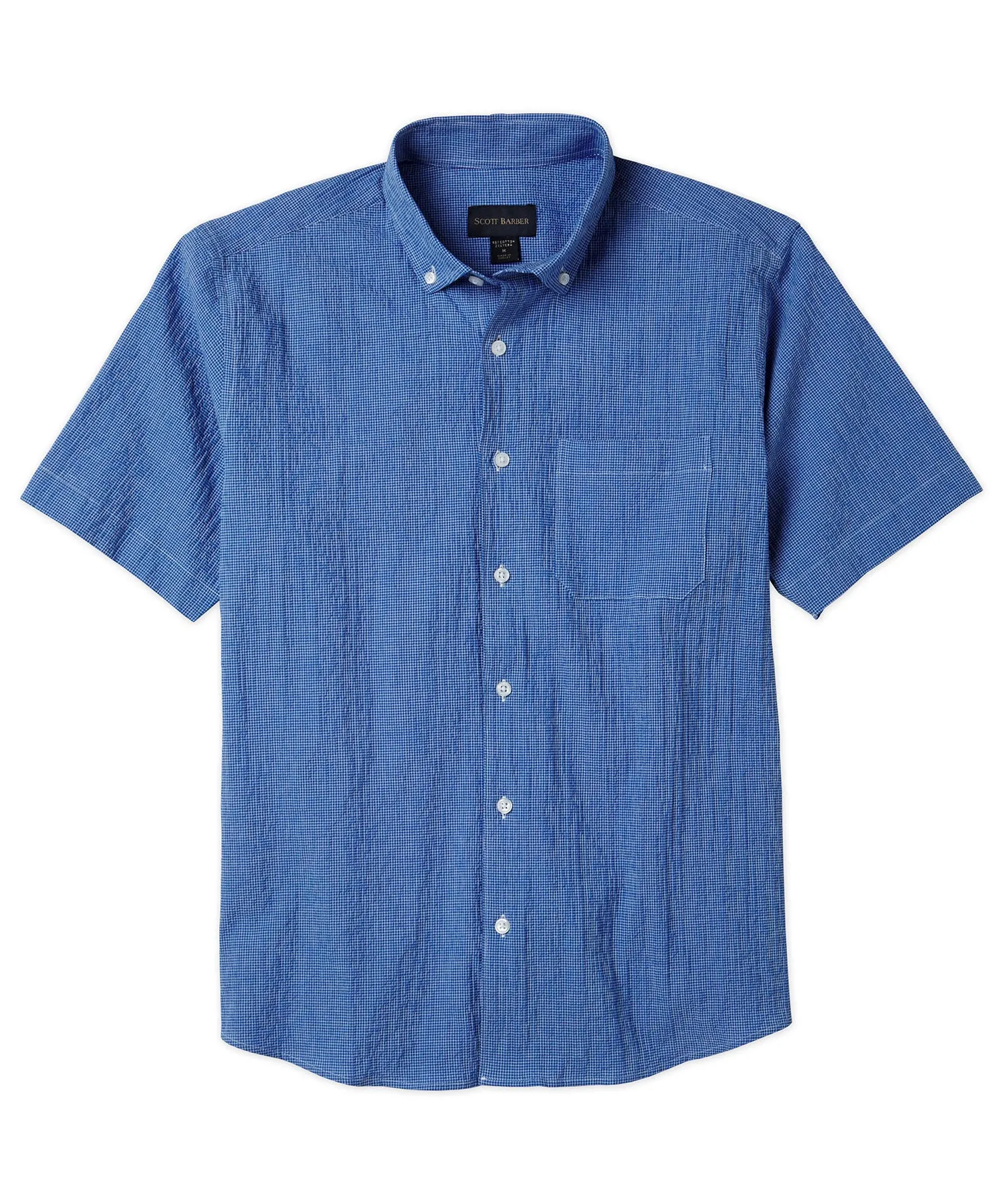 Gender Neutral Comfortable Look Stretch Cotton Seersucker Sport Shirt