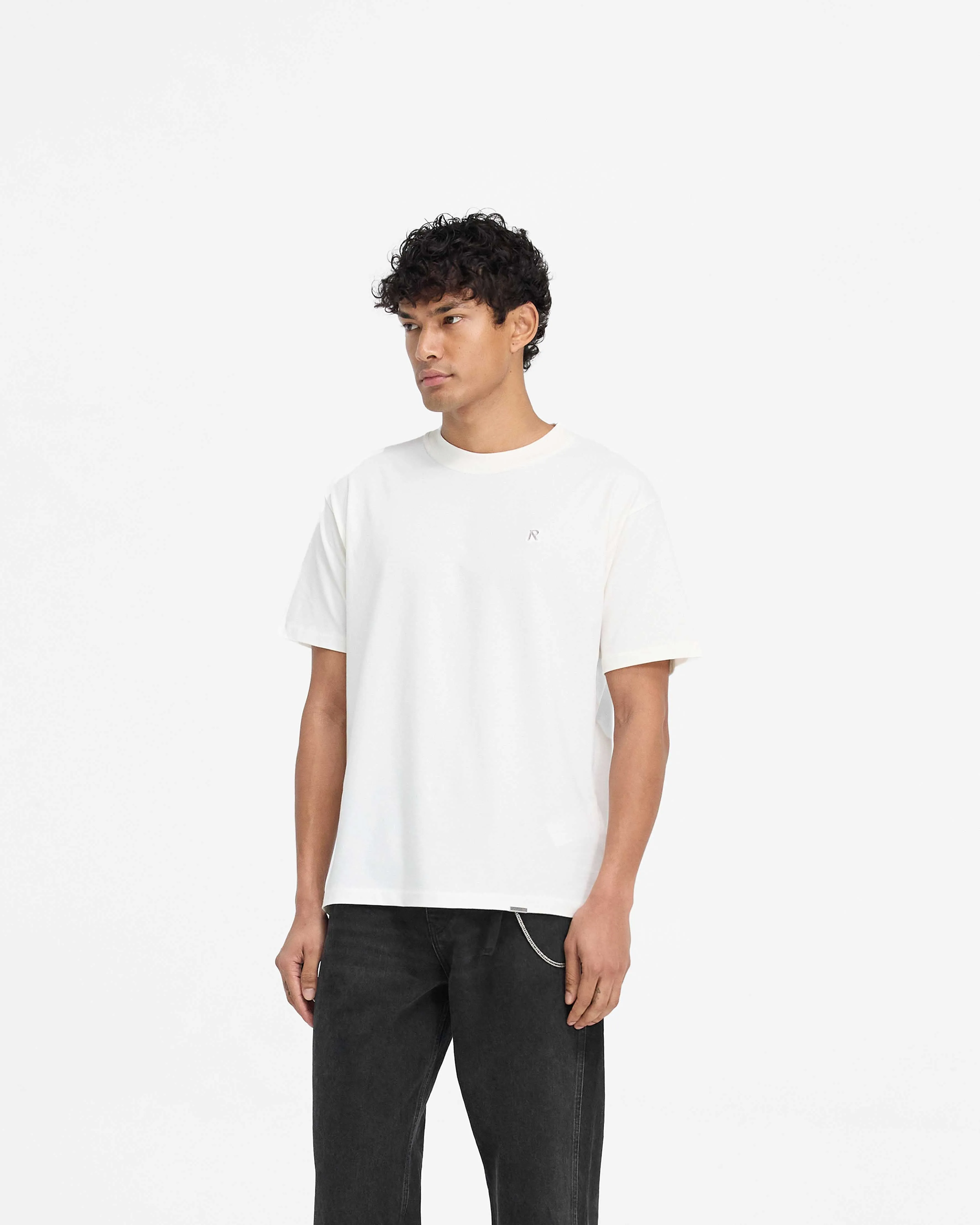Luxurious Metal Initial R T-Shirt - Flat White