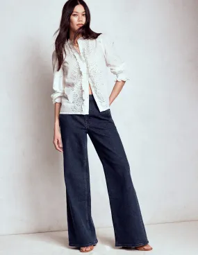 Weekend Getaway Minimalist Breathable High Rise Clean Wide Jeans-Dark Vintage