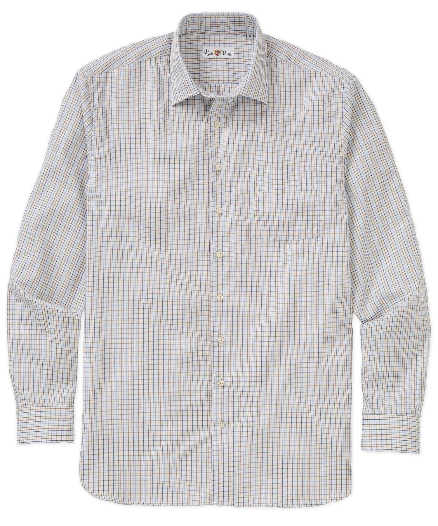 Essential Wardrobe Zip Front Micro Check Long-Sleeve Sport Shirt