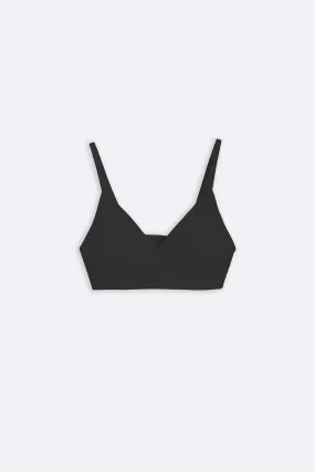 RIBBED NON-WIRED BRA Double stitching seams Minimalist