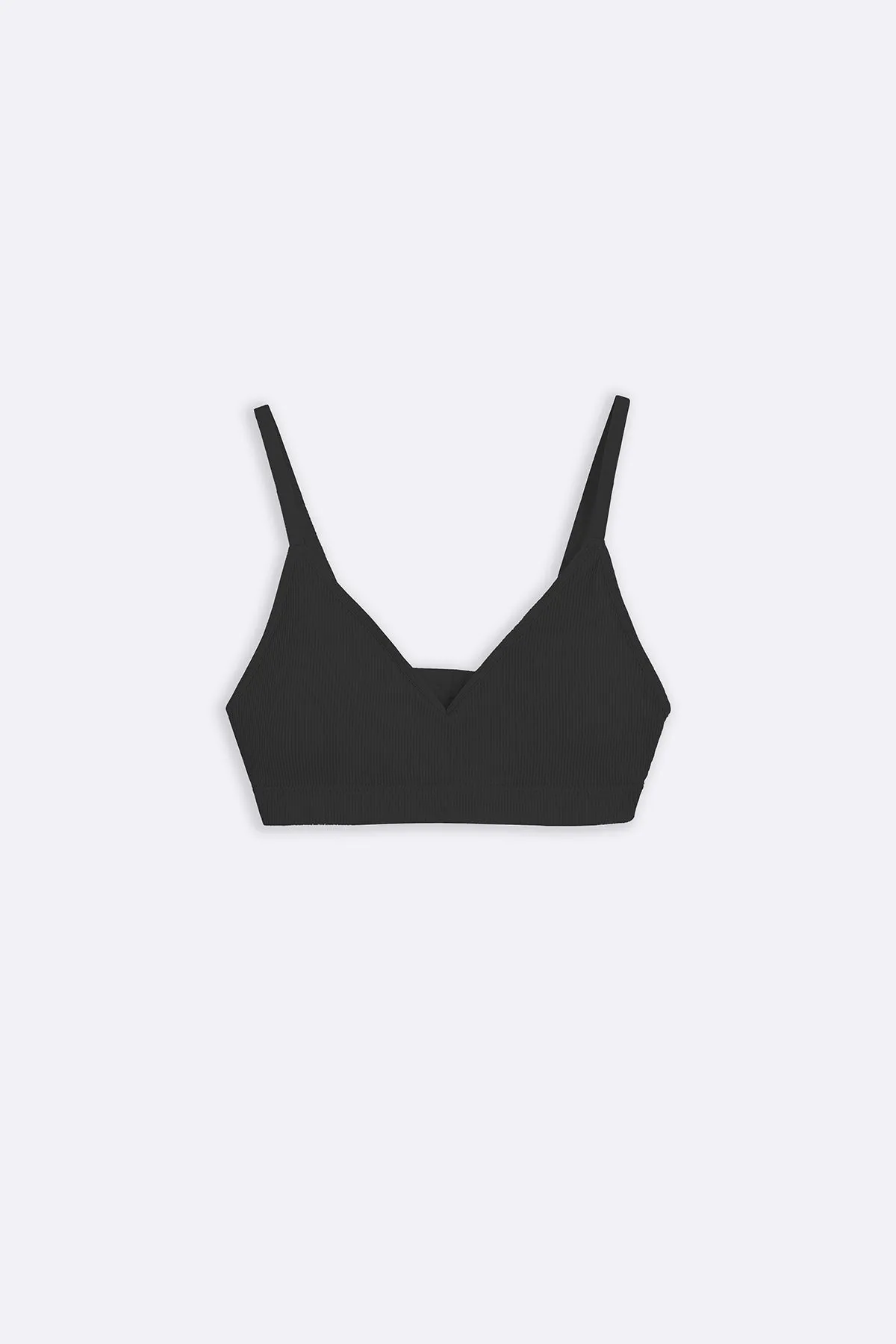 RIBBED NON-WIRED BRA Double stitching seams Minimalist