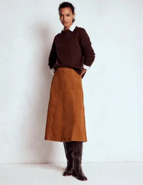 Joy Cord Midi Skirt-Ginger muted tone