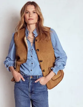 MeshLinedVents WaterResistant Coating Clerkenwell Reversible Gilet-Hazelnut Brown, Natural