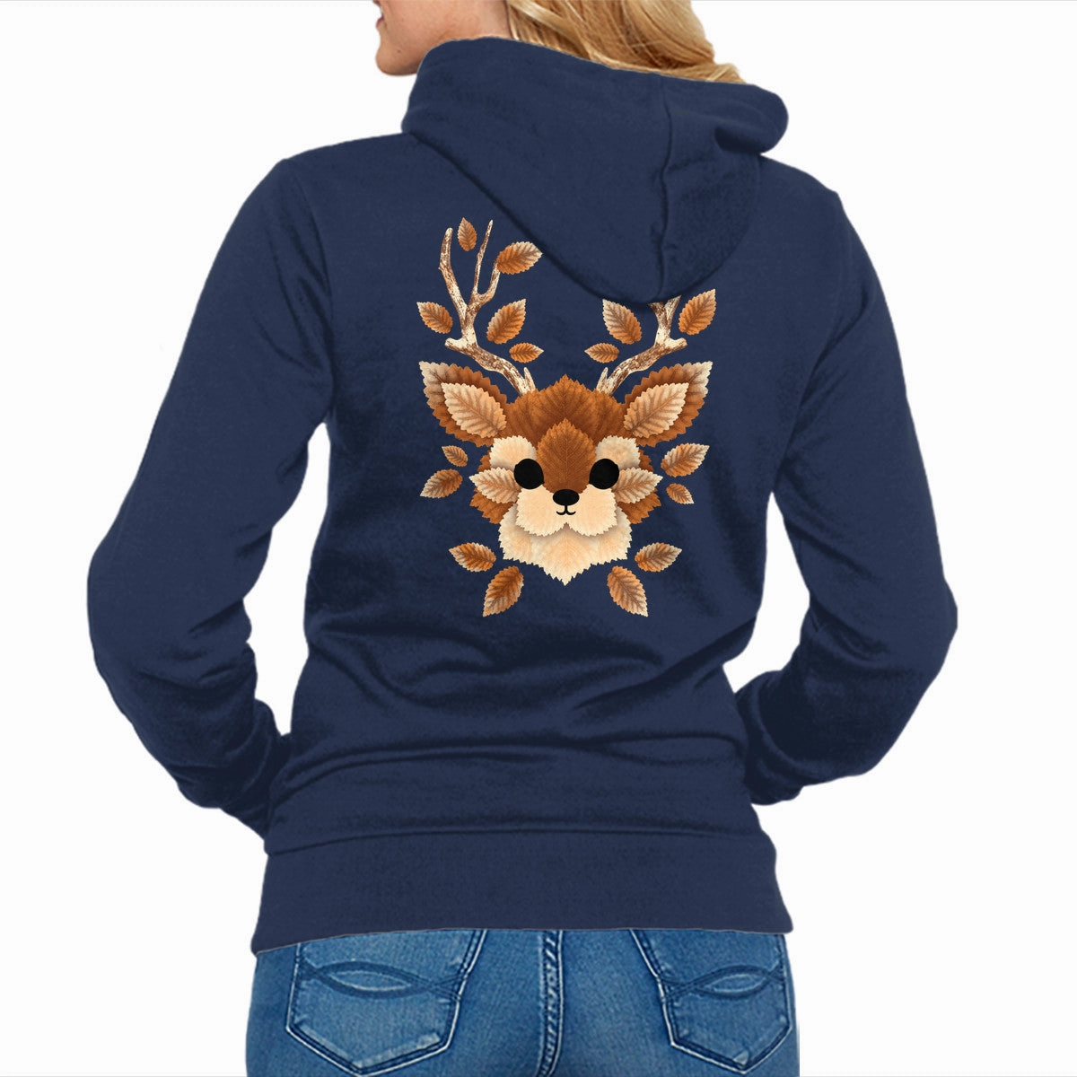 Stylish Hoodie Deer Of Leaves