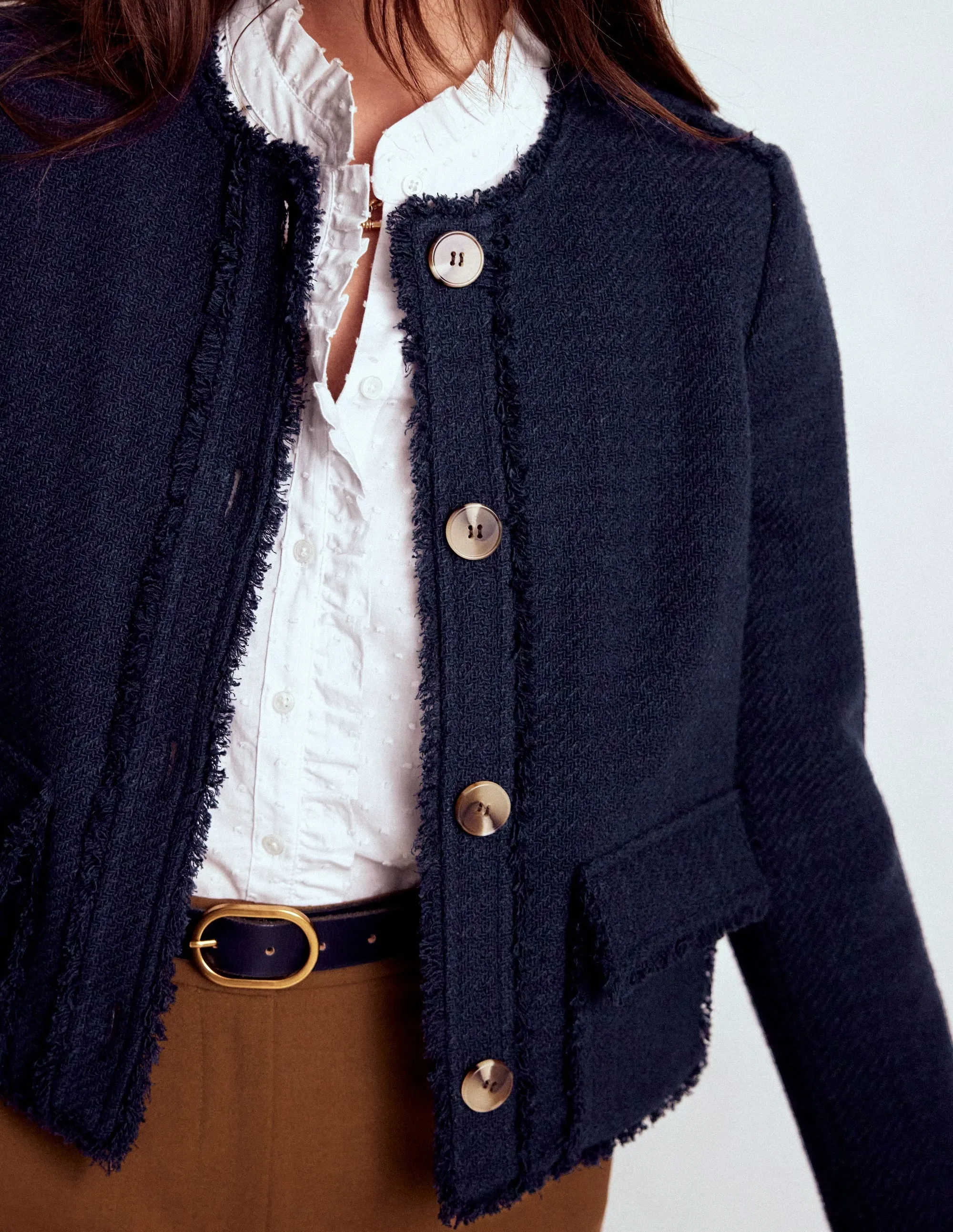 City Wear Collarless Textured Jacket-Navy
