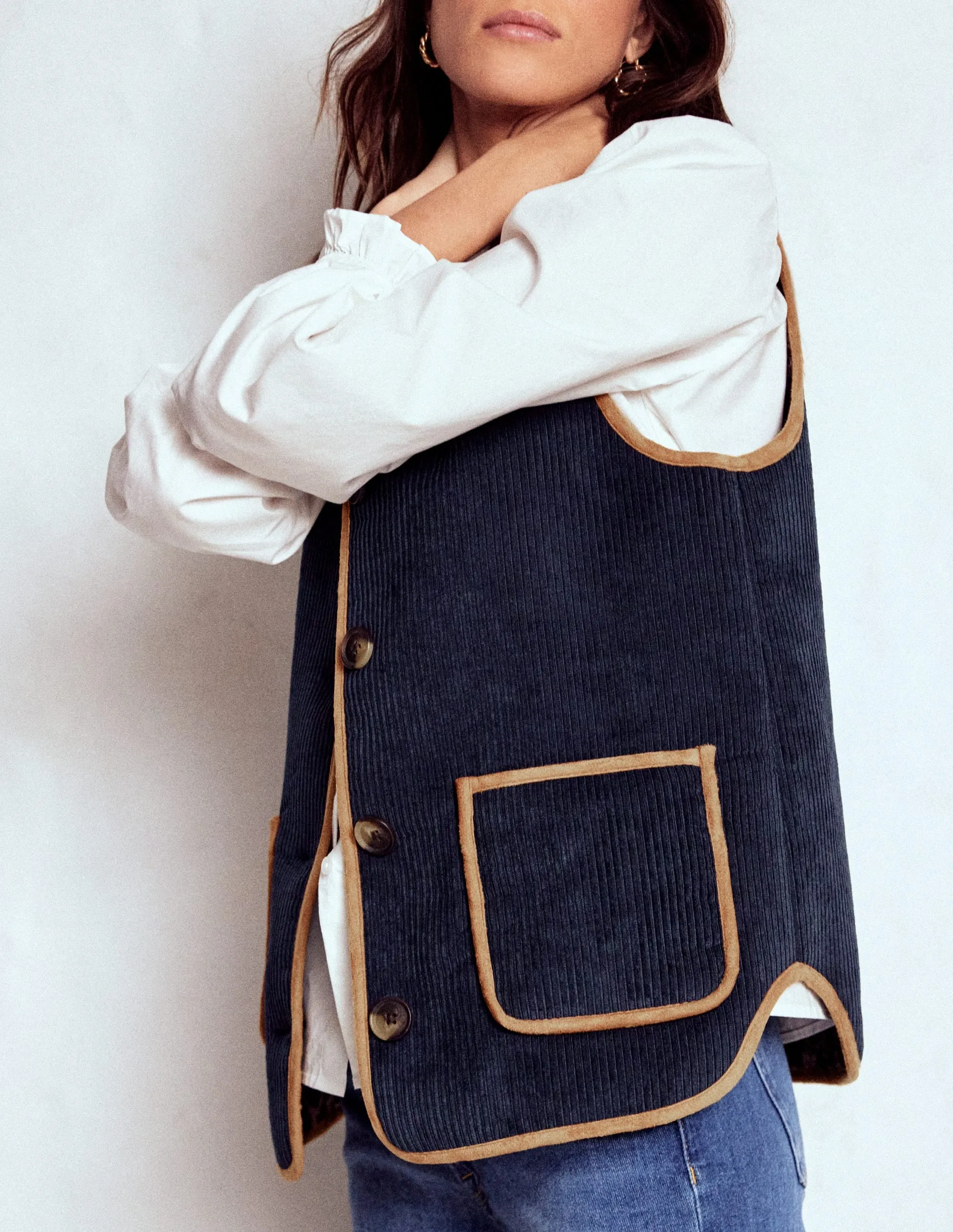 Articulated Sleeves Clerkenwell Reversible Gilet-Navy, Leopard