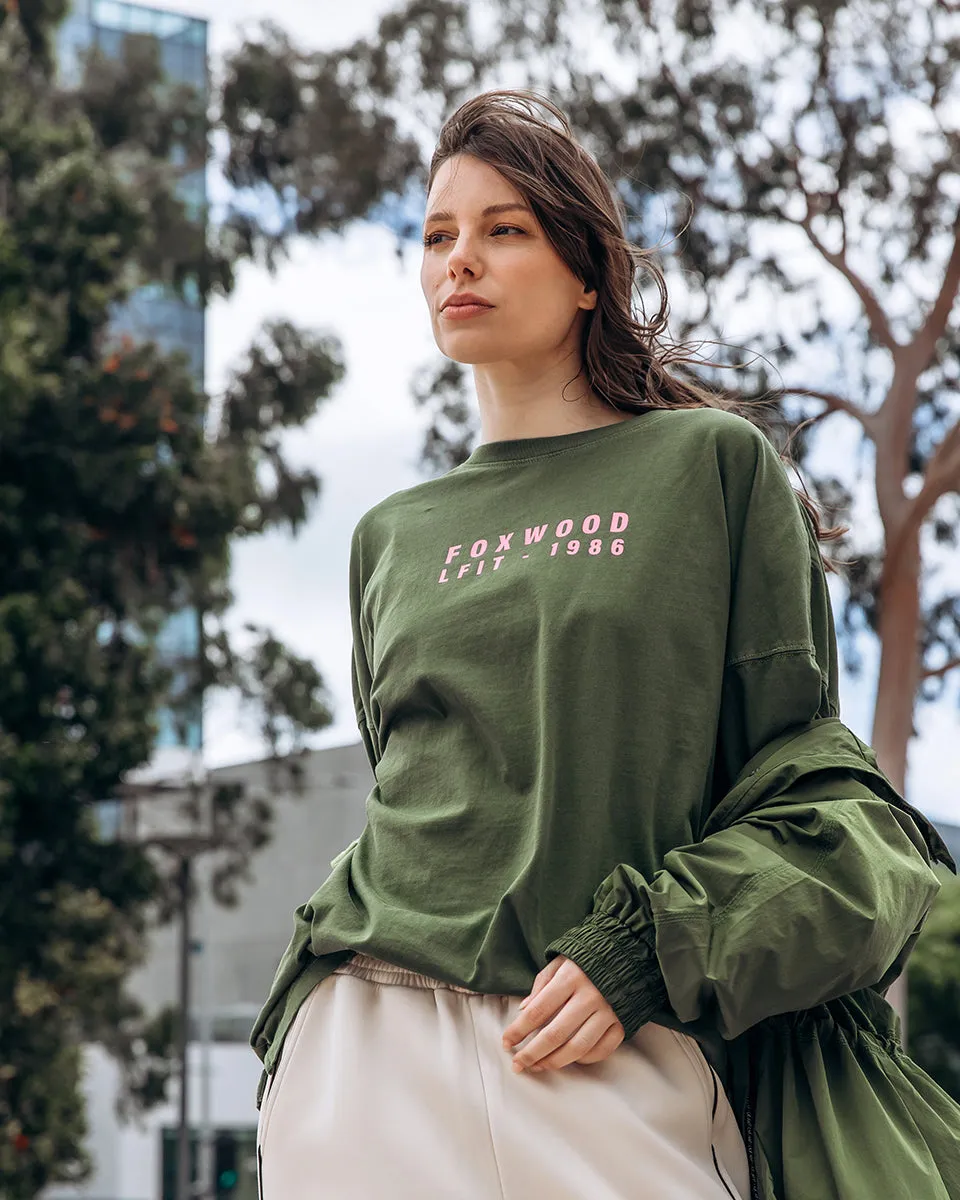 Softened Edges SoftTouchBrushedInterior Foxwood Authentic L/S Tee Olive