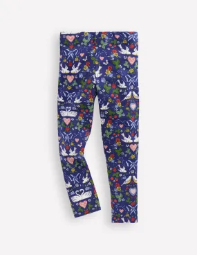 Quick Change snag resistant Fun Leggings-Starboard Blue Lovebirds