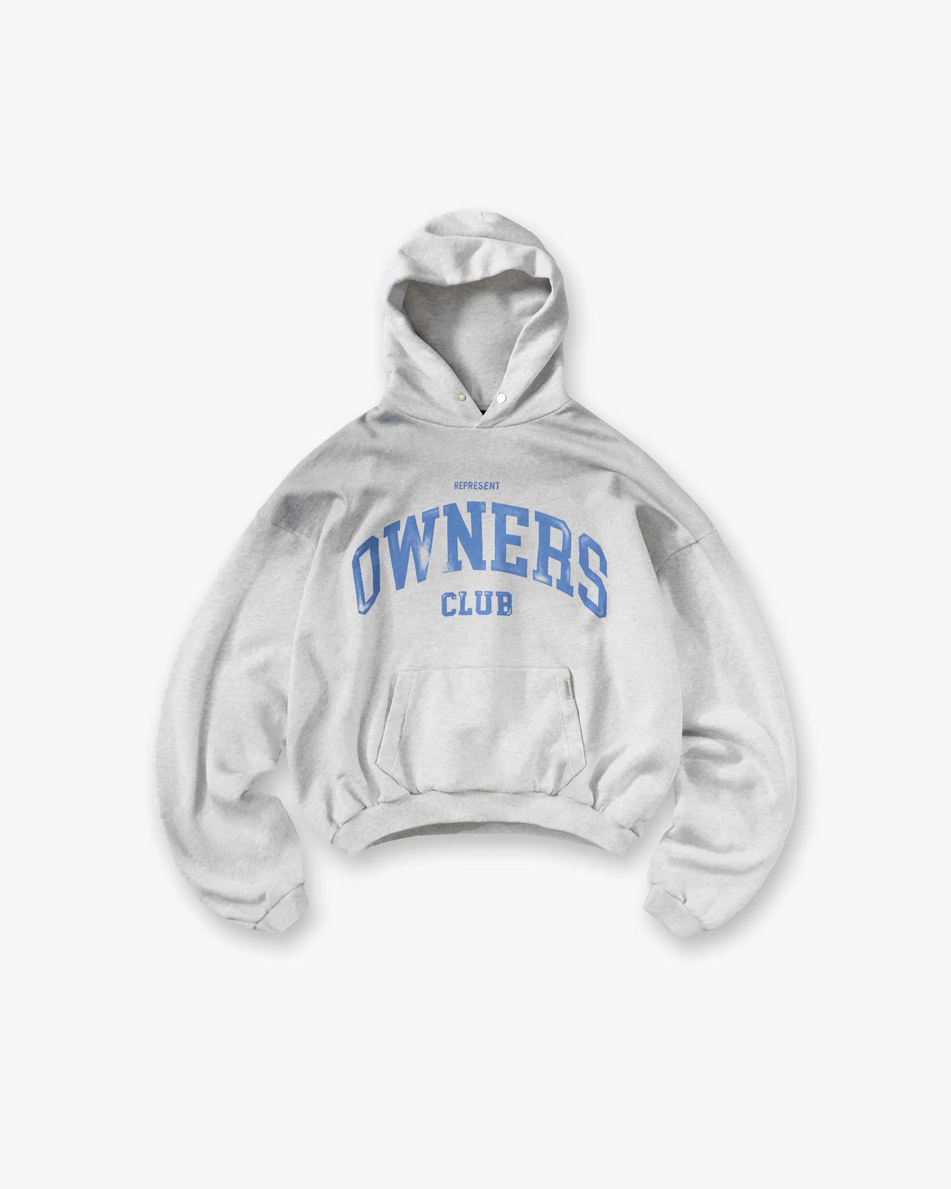 Represent Owners Club Hoodie - Sprayed Ice Grey Marl Zippered Pocket Stylish Hoodie