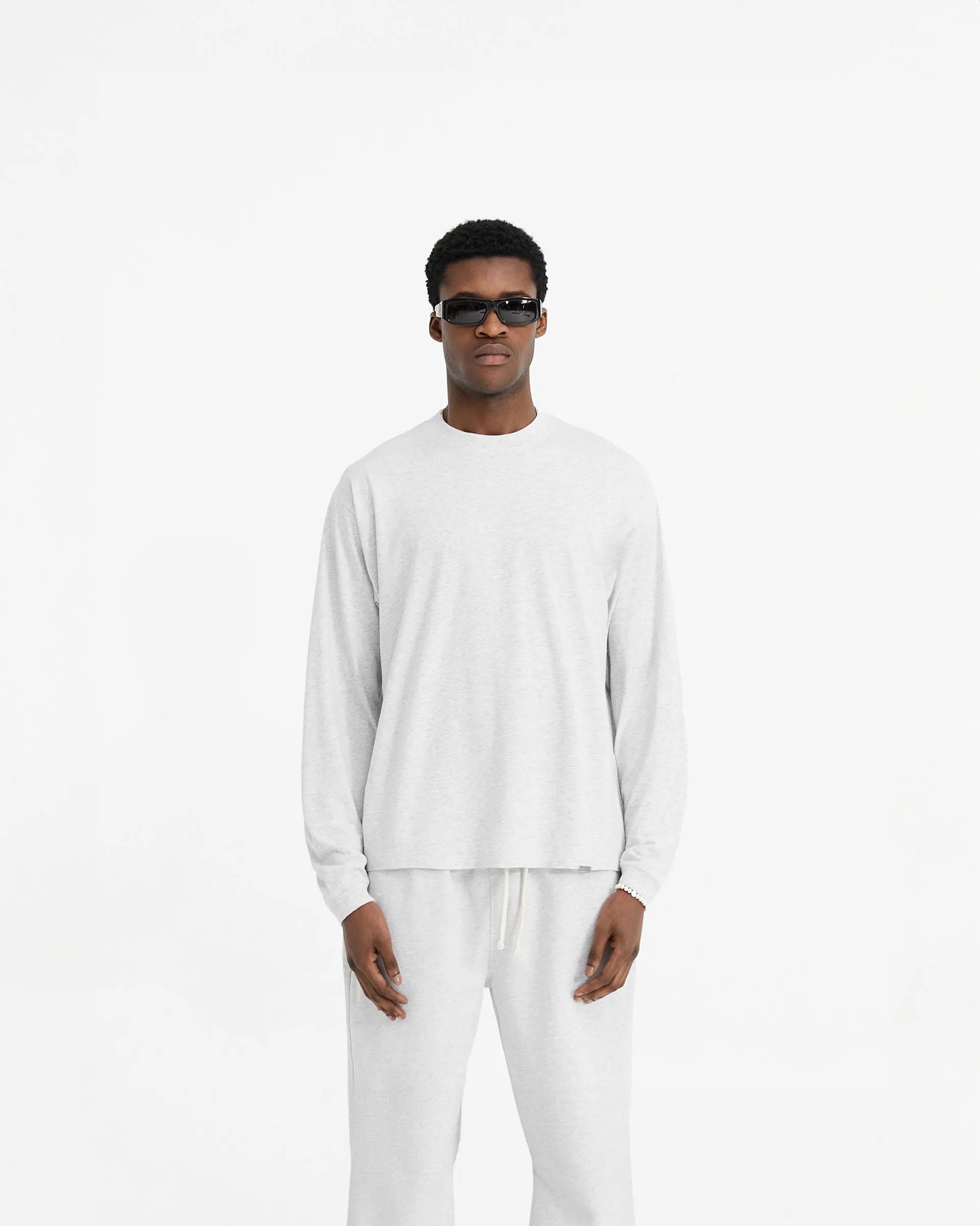 Essential Style Wear Initial Long Sleeve T-Shirt - Ice Grey Marl