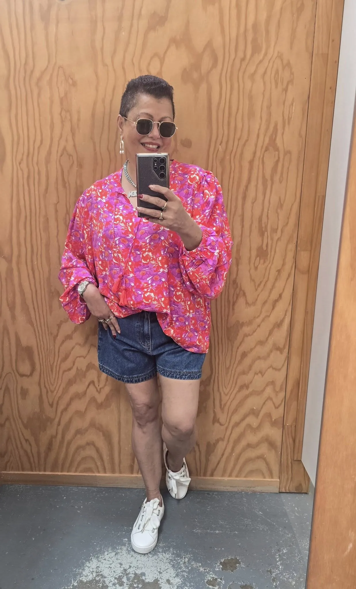 Sunday Boho Andrea Blouse Red Floral Print EcoFriendly Dye