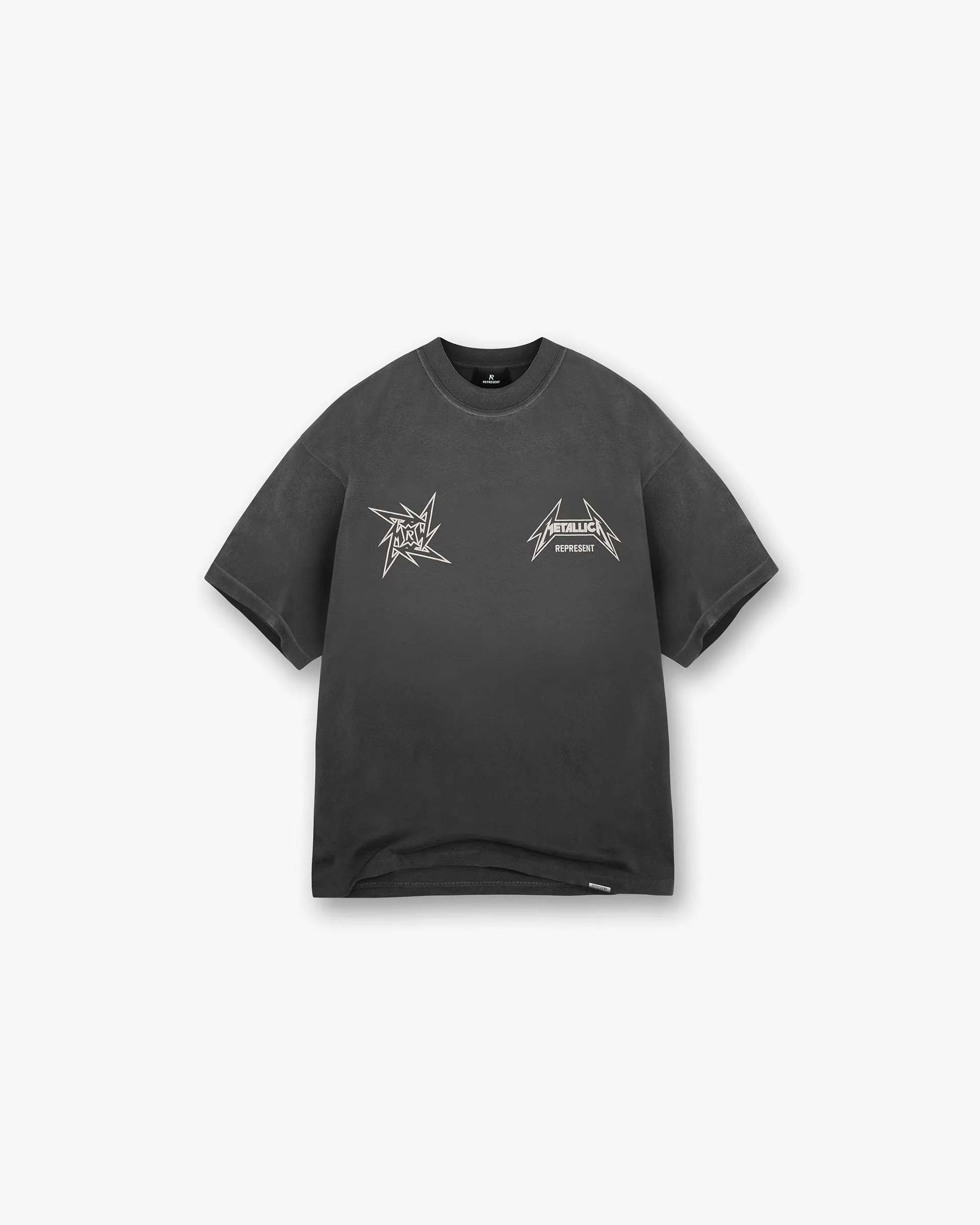 Anti Shrinkage Treatment Stylish and Relaxed Represent X Metallica Local Crew T-Shirt - Stained Black