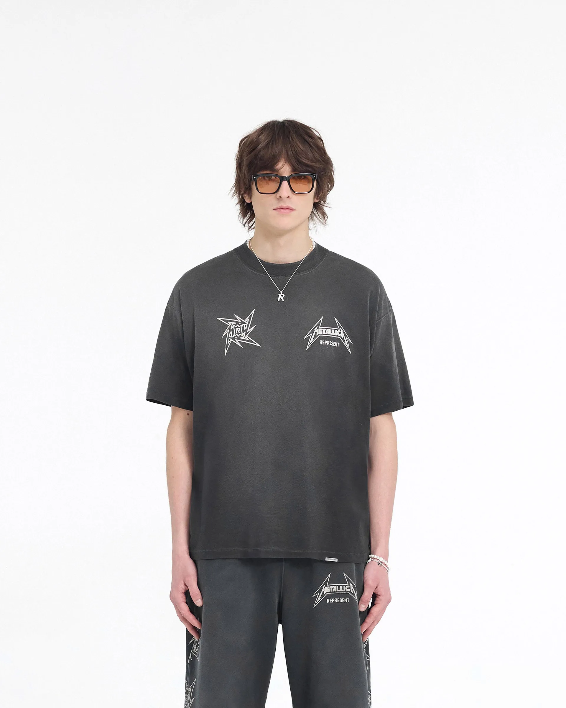informal gathering Soft Layering Represent X Metallica Local Crew T-Shirt - Stained Black