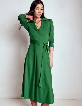 Casual event outfit Matte Look Imogen Collared Jersey Dress-Pine Green