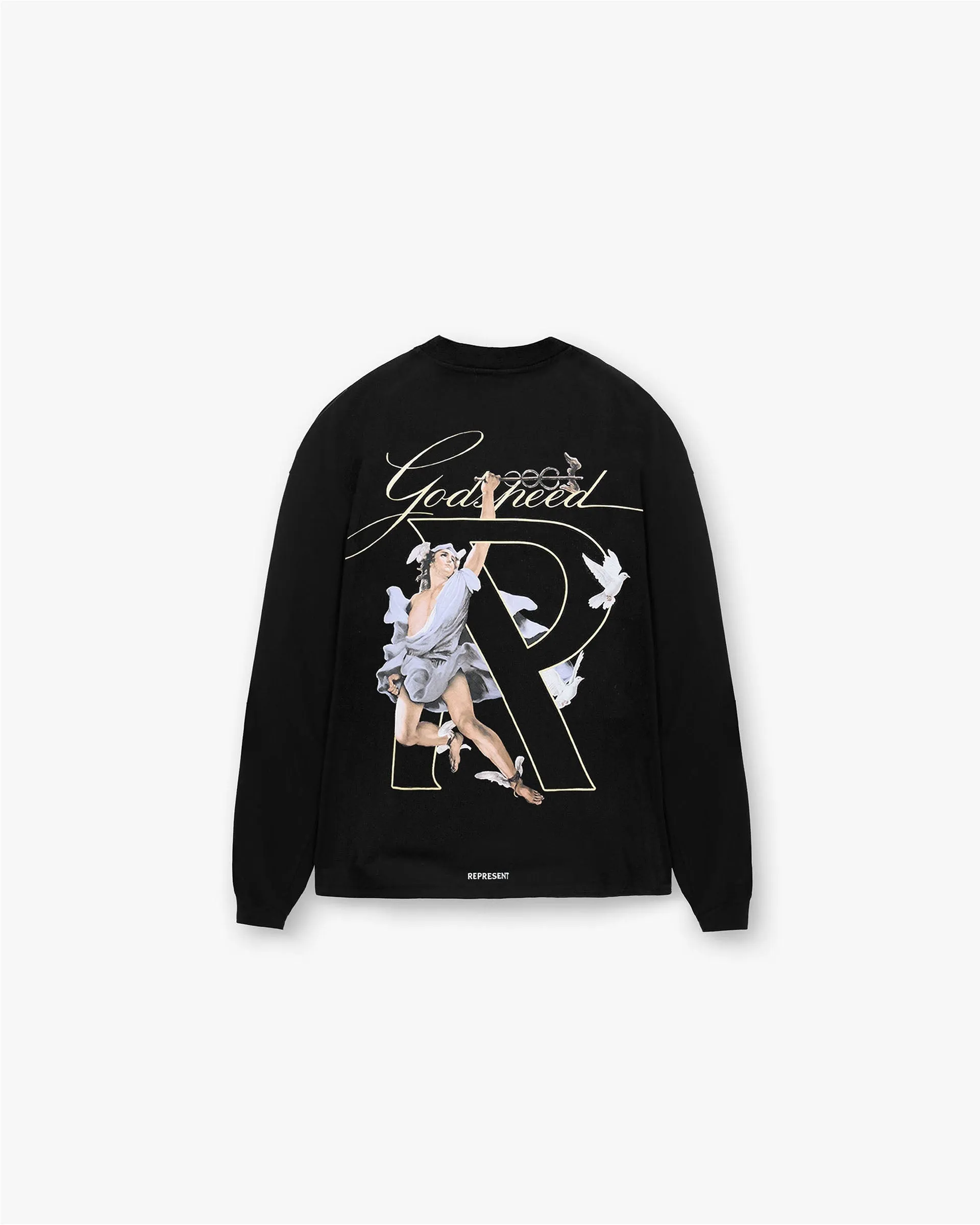 V neck Minimalist Look Hermes Long Sleeve T-Shirt - Jet Black