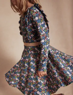 Cora Twirly Jersey Dress-Starboard Blue Berry Floral Anytime Wear