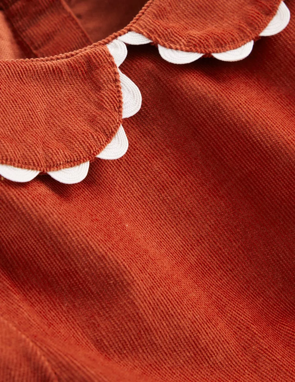 NonIrritatingLining Slim Form Cord Ric Rac Trim Dress-Roasted Chestnut Brown