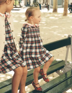 Easy Match Cosy Collar Detail Smock Dress-Ivory Check