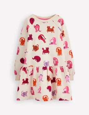 Cosy Sweatshirt Dress-Multi Cats Pure Piece Modern Waist