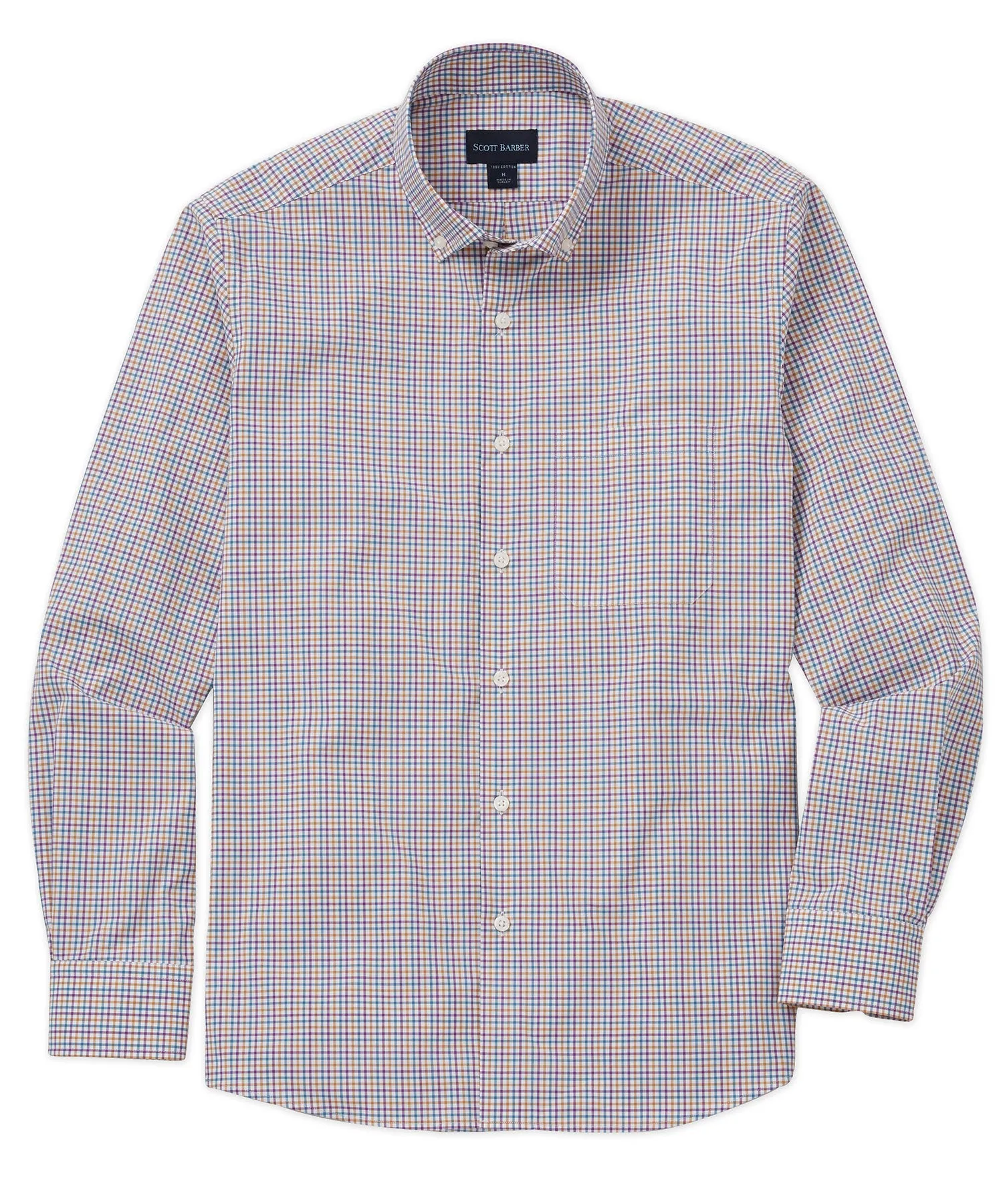 Cotton Tattersall Check Sport Shirt Minimalist Closure Lightweight Feel