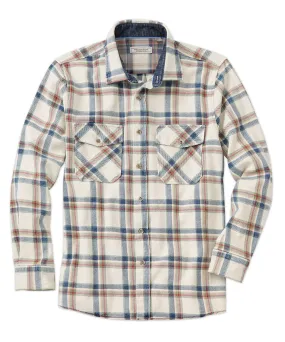 Cotton-Twill Open Plaid Long Sleeve Sport Shirt Holiday Style